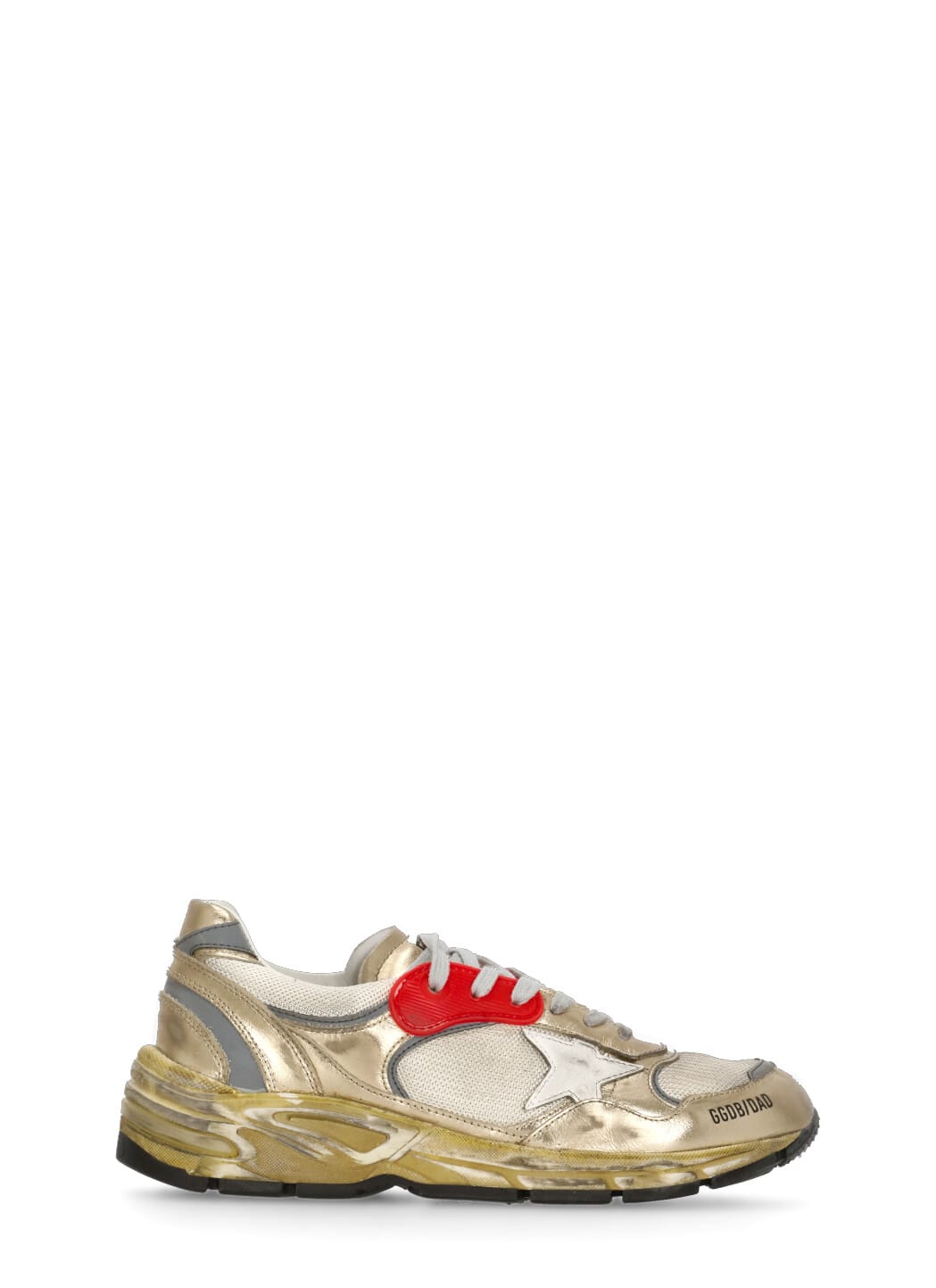 Golden Goose Running Sole Distressed-effect Sneakers In Gold