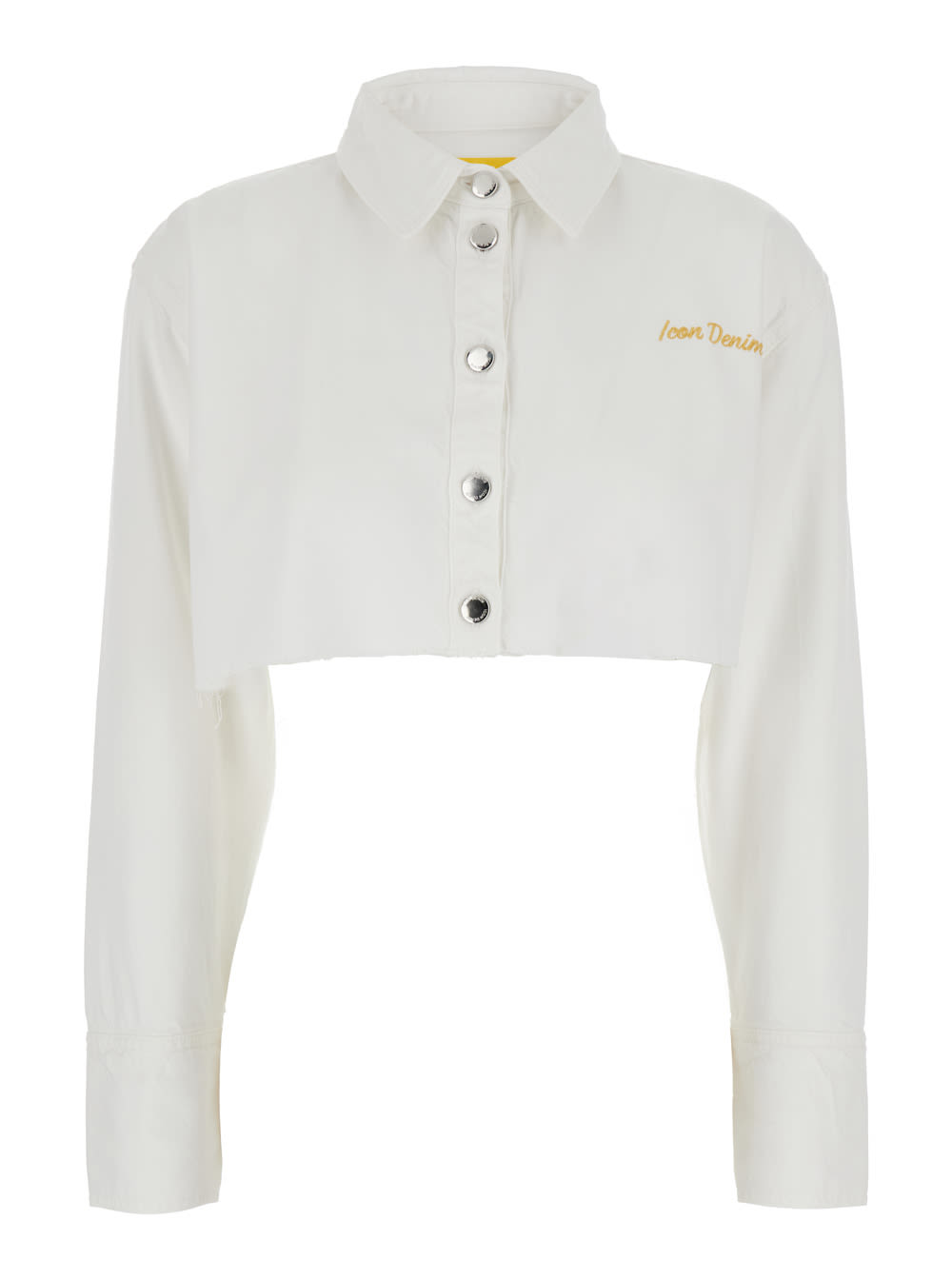 amber White Crop Shirt With Logo Lettering On The Front In Cotton Woman