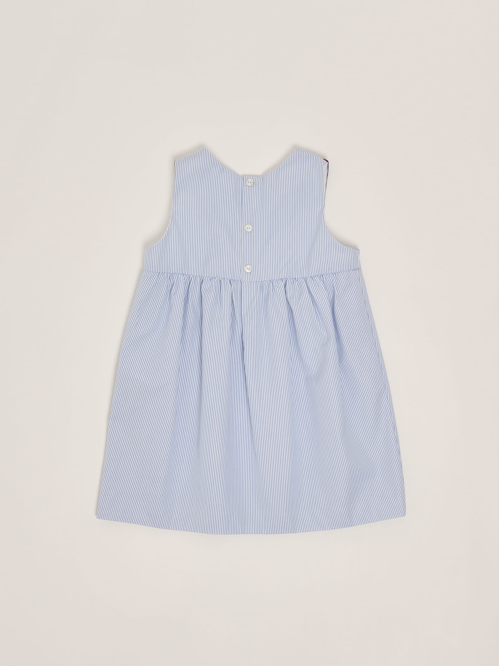 Gucci Embroidered Cotton Poplin Dress In Riga Bianco-celeste