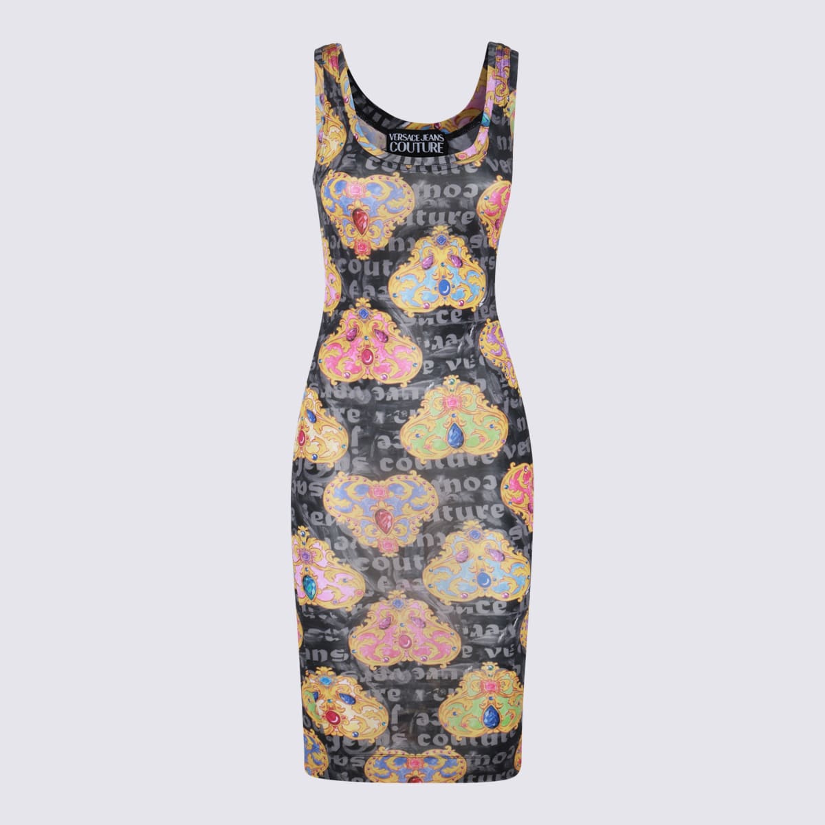 Versace Jeans Couture Heart-couture-print Jersey Dress In Black
