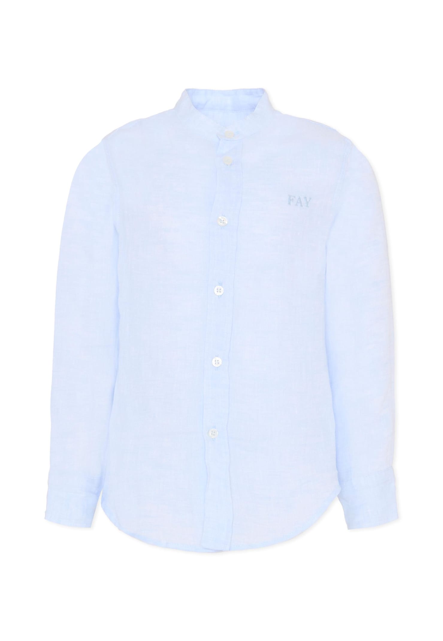 Fay Light Bleu Shirt For Boy With Logo In Blue