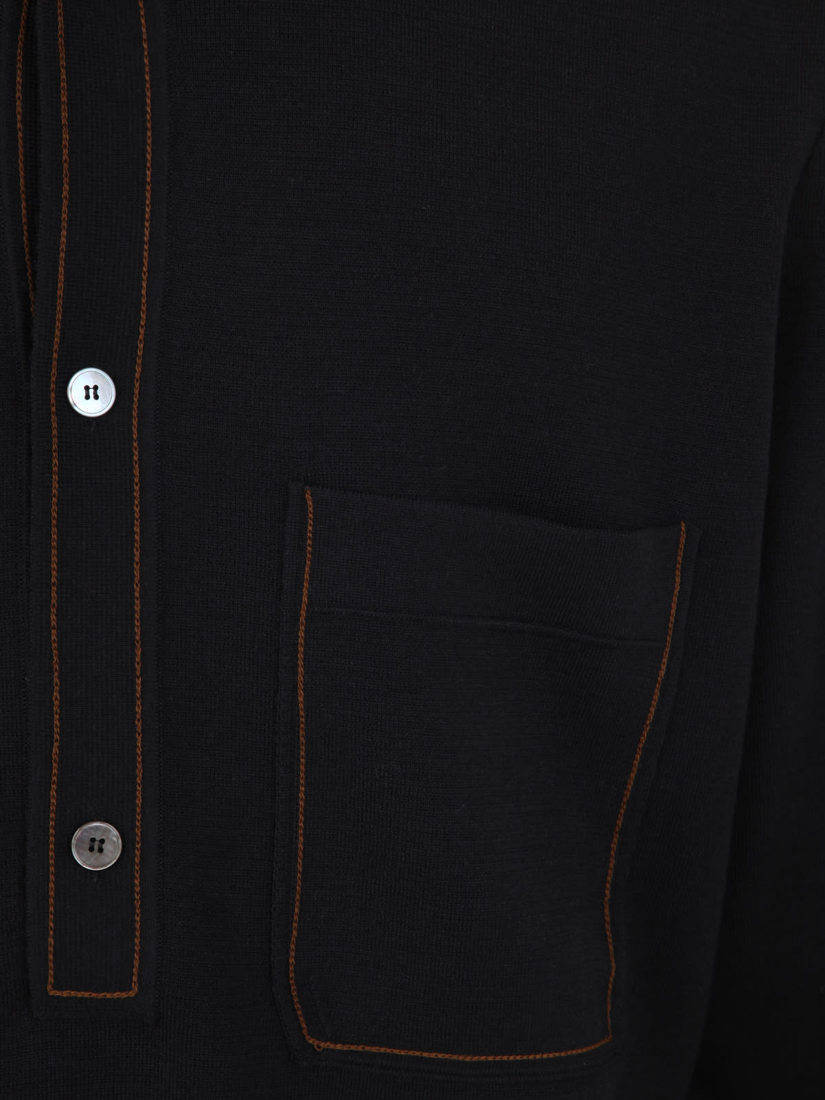 Ermenegildo Zegna Wool And Silk Long Sleeves Polo In Black