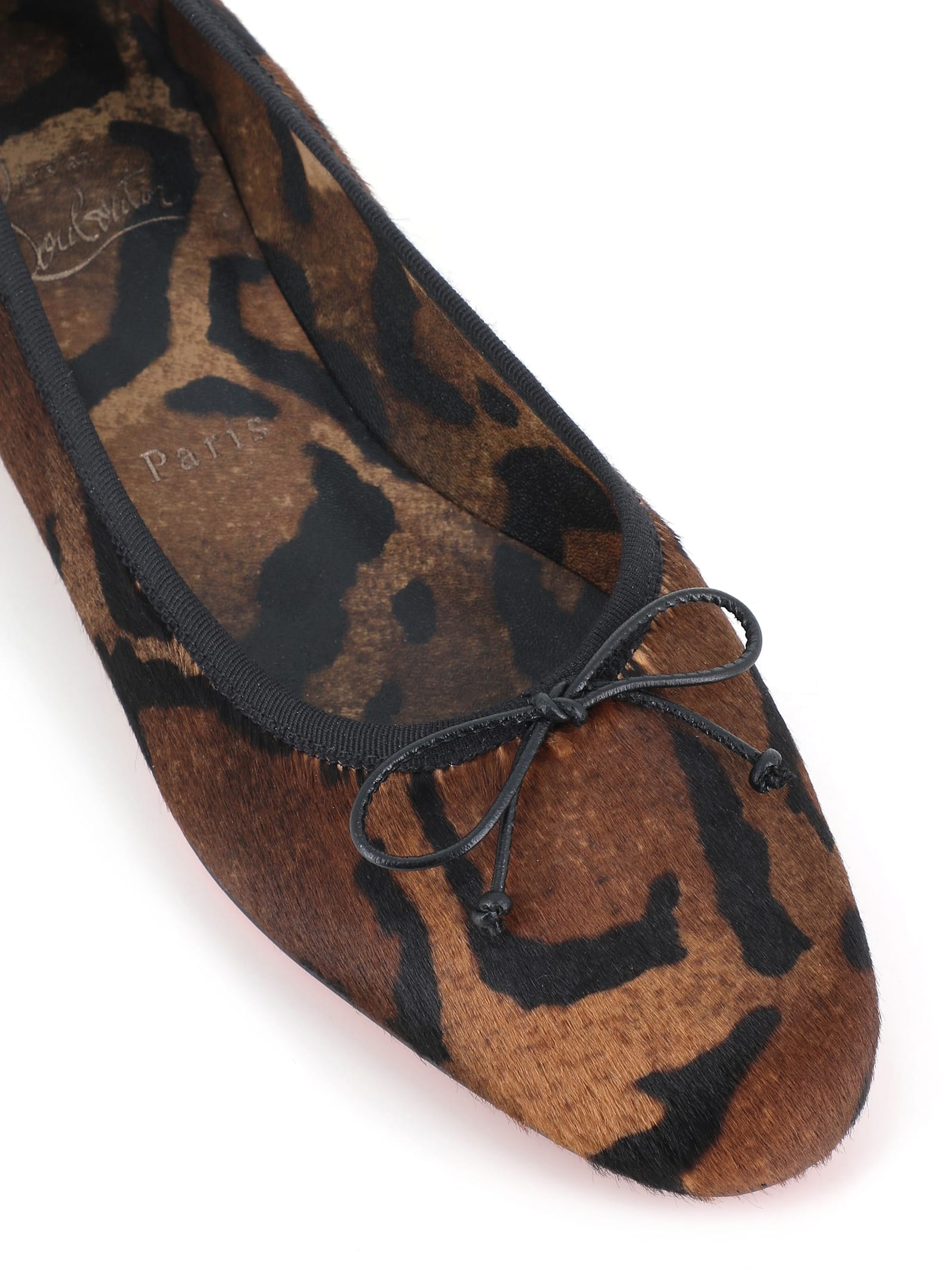 Christian Louboutin Sweetie Jane Leopard Calf Hair Red Sole Ballerina Flats In Animal Print