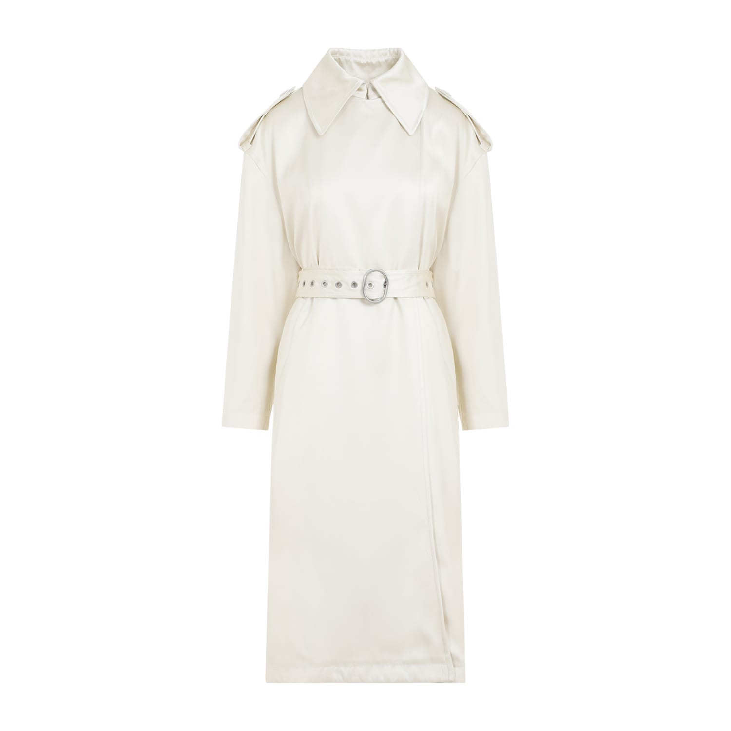 Shop Jil Sander Viscose Trench Coat In Natural