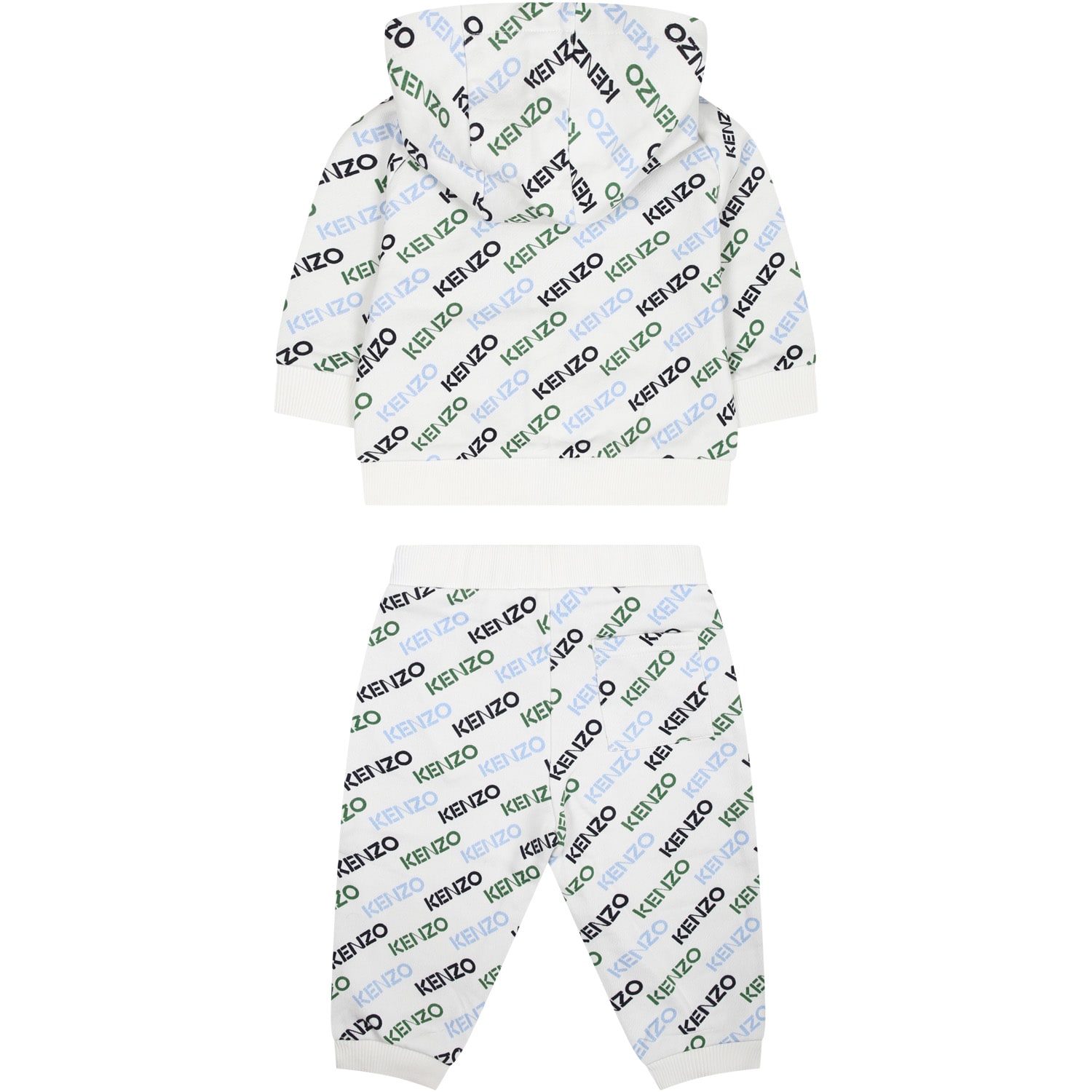 Shop Kenzo White Set For Baby Boy With All-over Logo