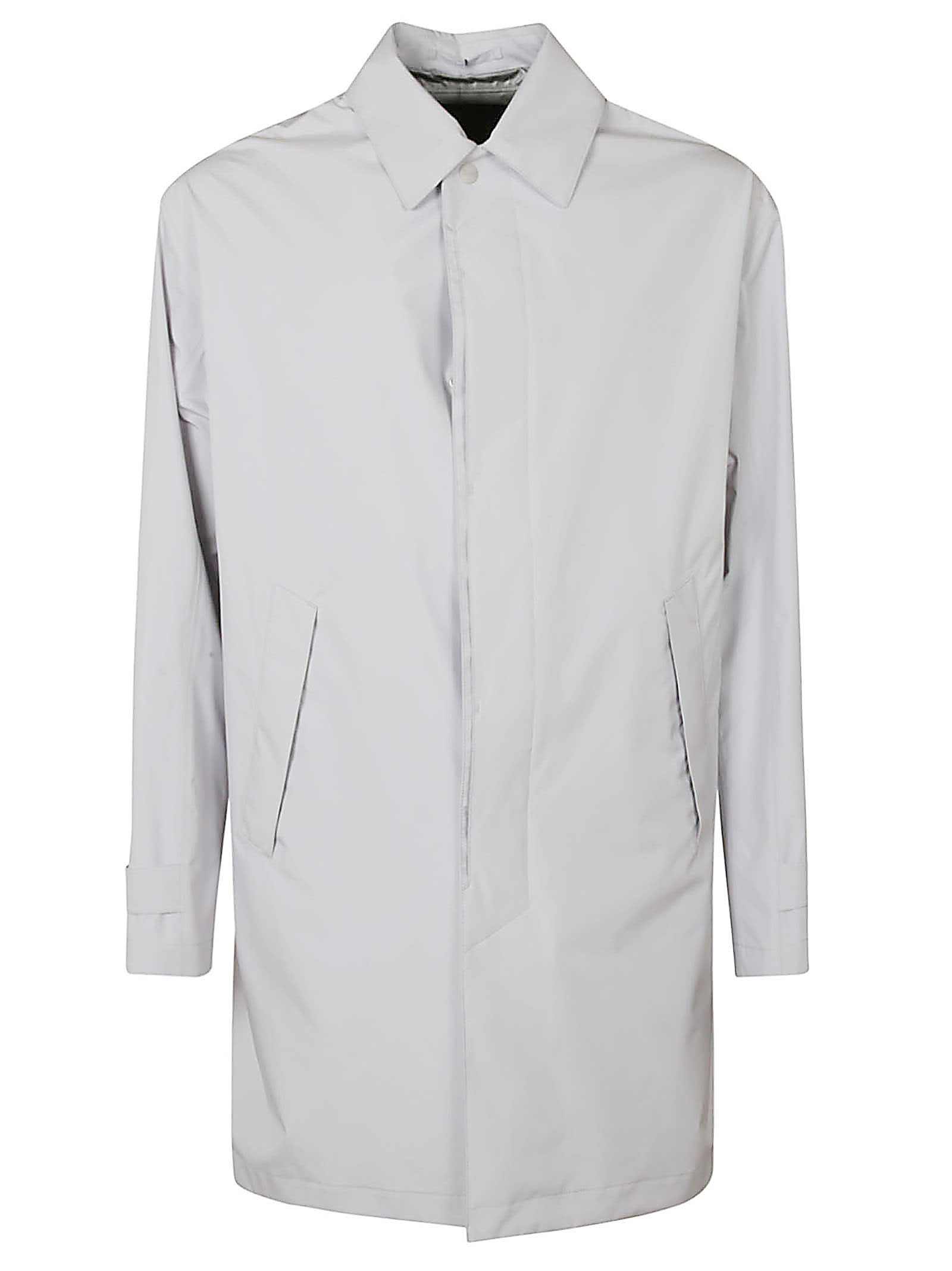 Herno Rear Slit Plain Raincoat In Gray