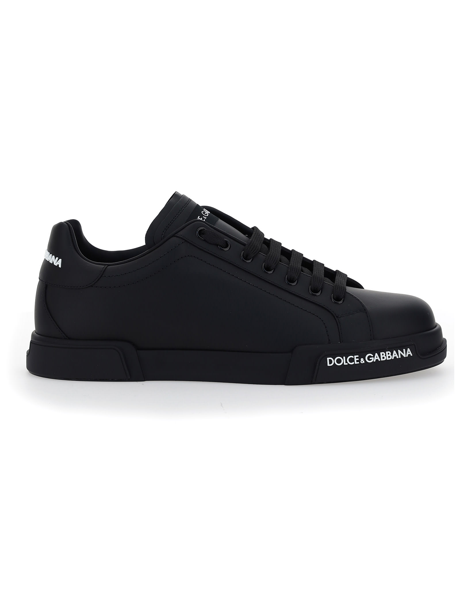 DOLCE & GABBANA PORTOFINO BLACK LEATHER SNEAKERS