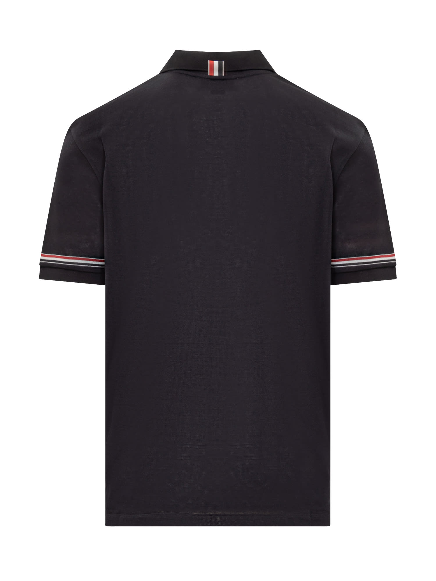 Shop Thom Browne Rwb Logo Polo Shirt In Navy