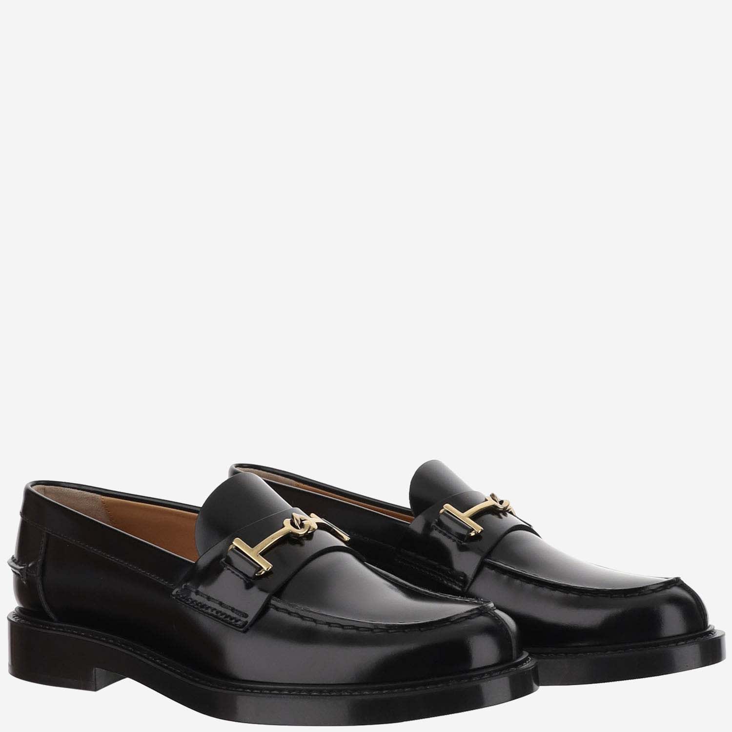 Shop Tod's Leather Loafers In Black