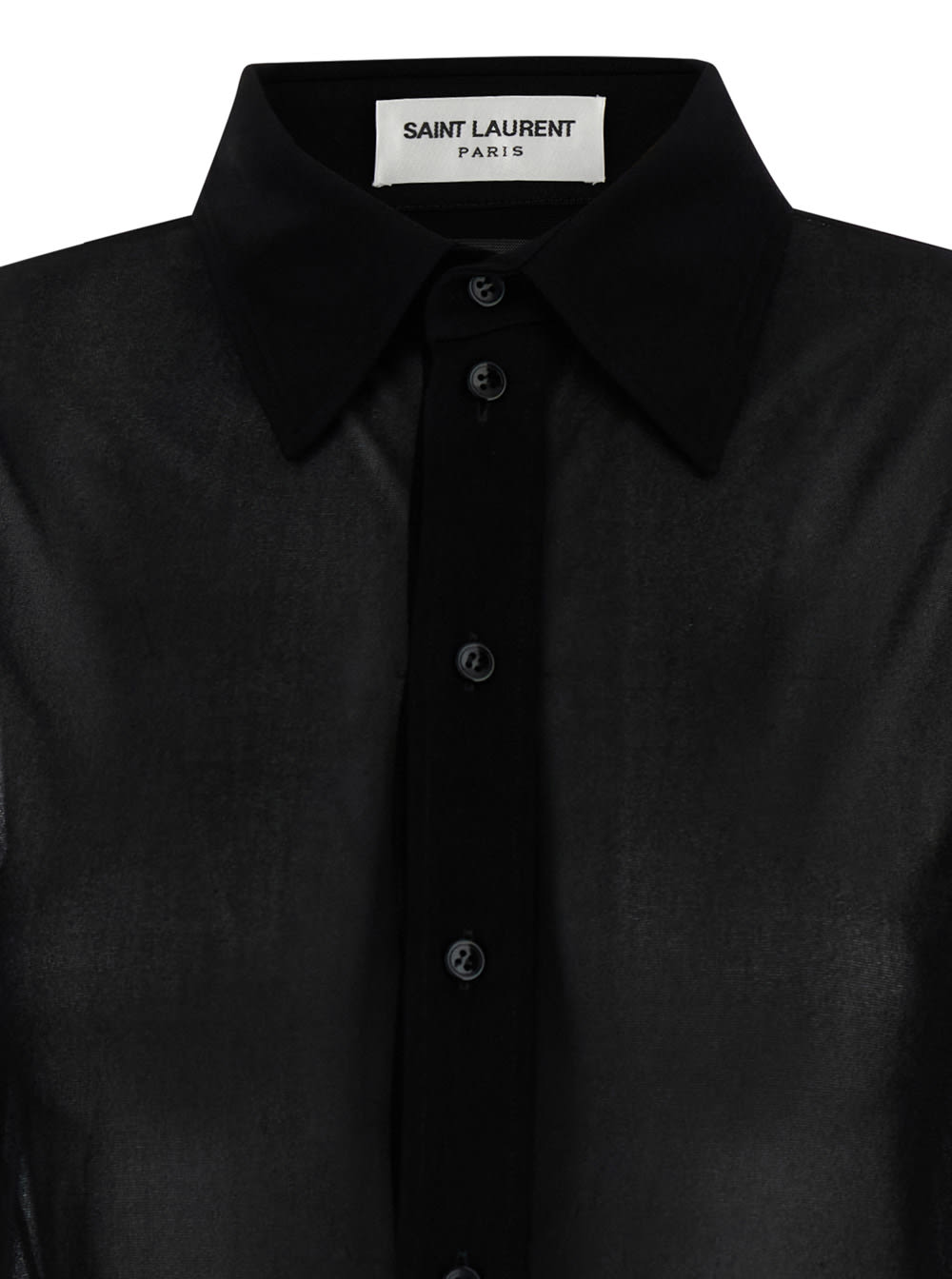 Shop Saint Laurent Black Shirt With Transparent Effect In Jersey Crepe Woman