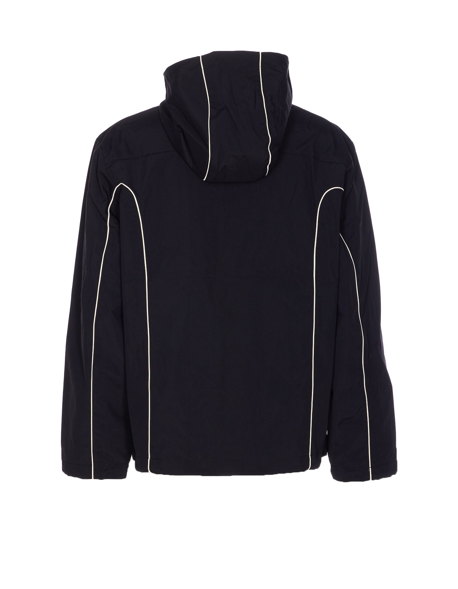 Diesel Contrast Piping Logo-patch Windbreaker In Black