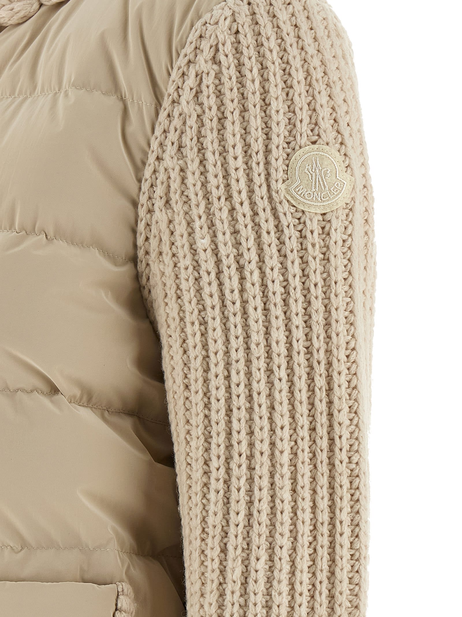 Moncler Padded Cardigan Sweaters And Cardigans Beige In Brown