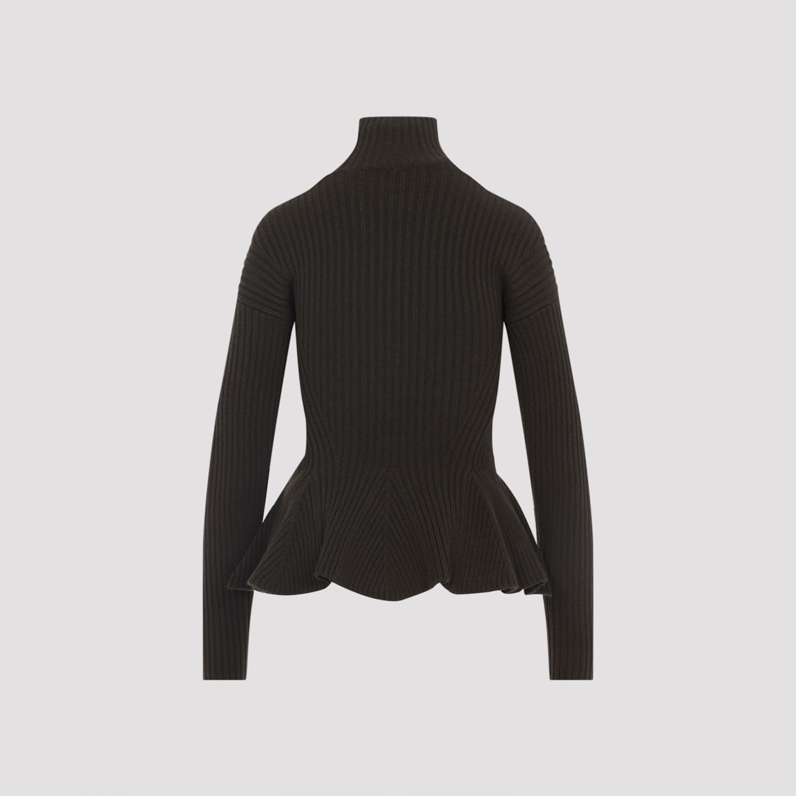 Max Mara Ribbed Wool Cashmere Turtleneck Sweater In Animal Print