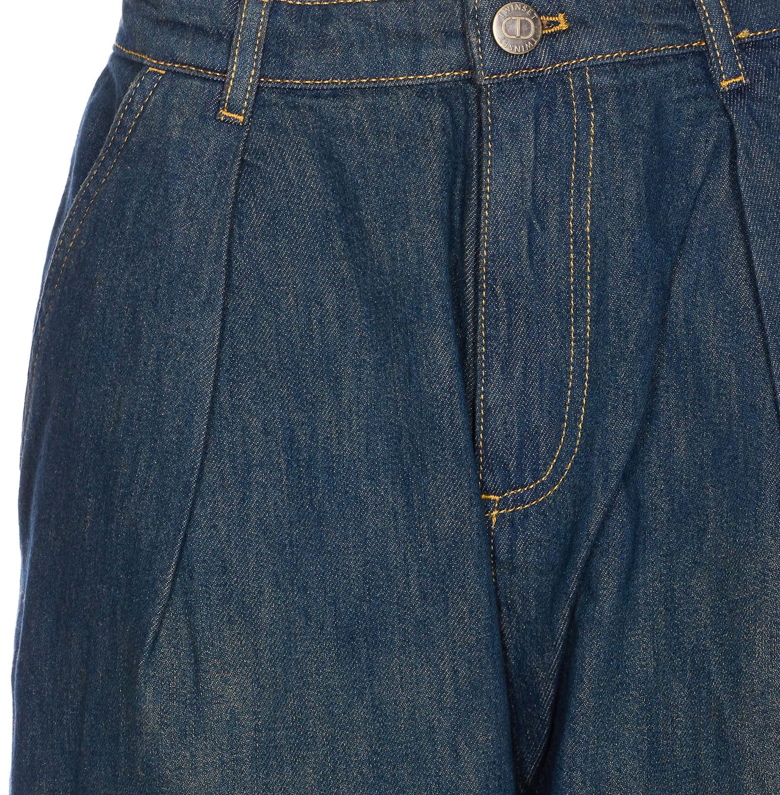 Twinset Wide Leg Trousers Front Pleats In Blue