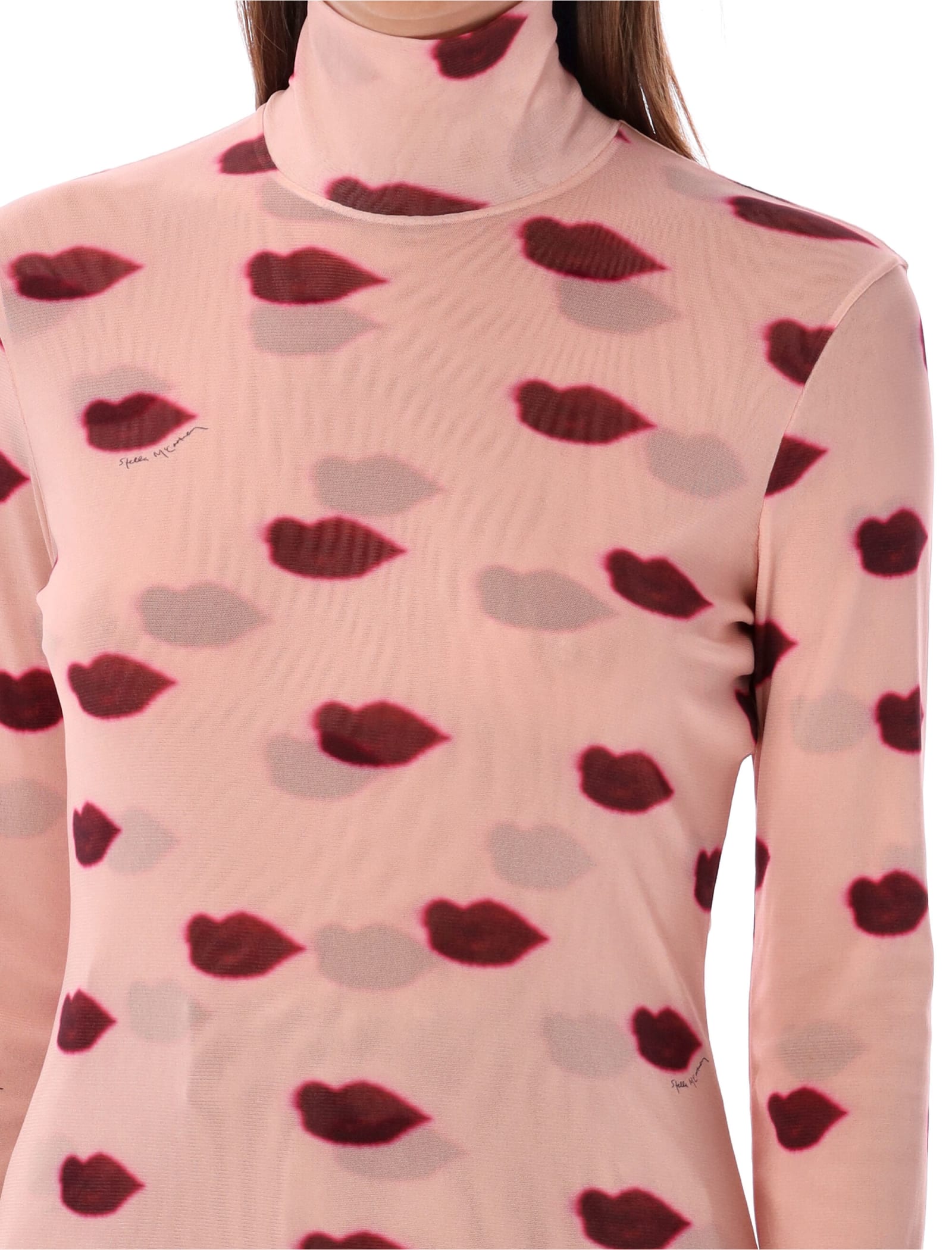 Shop Stella Mccartney Lips Print Top Mesh In Pink