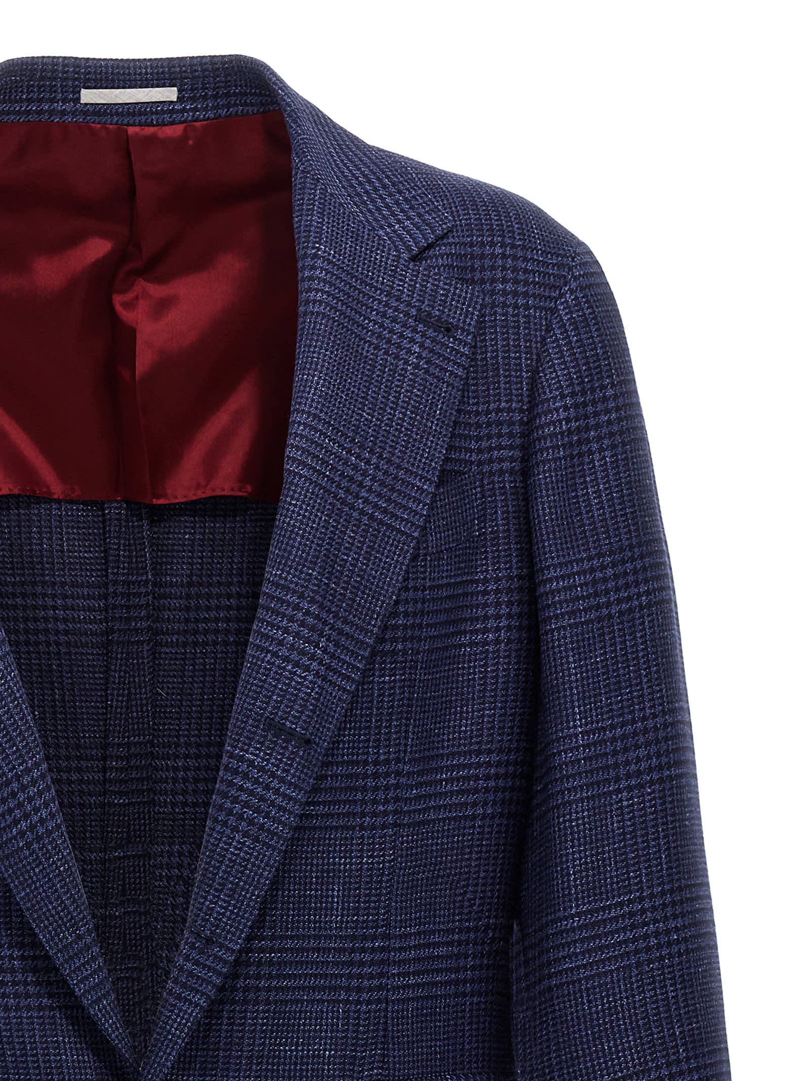 Shop Brunello Cucinelli Check Single-breasted Blazer In Blue