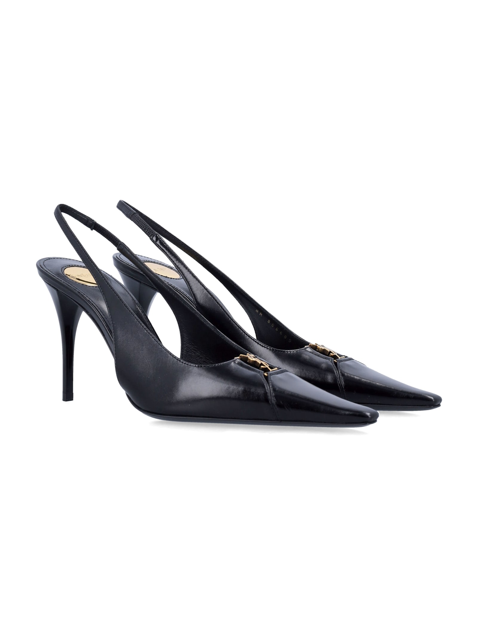 Saint Laurent Babylone Breteuil Leather Slingback Pumps In Black