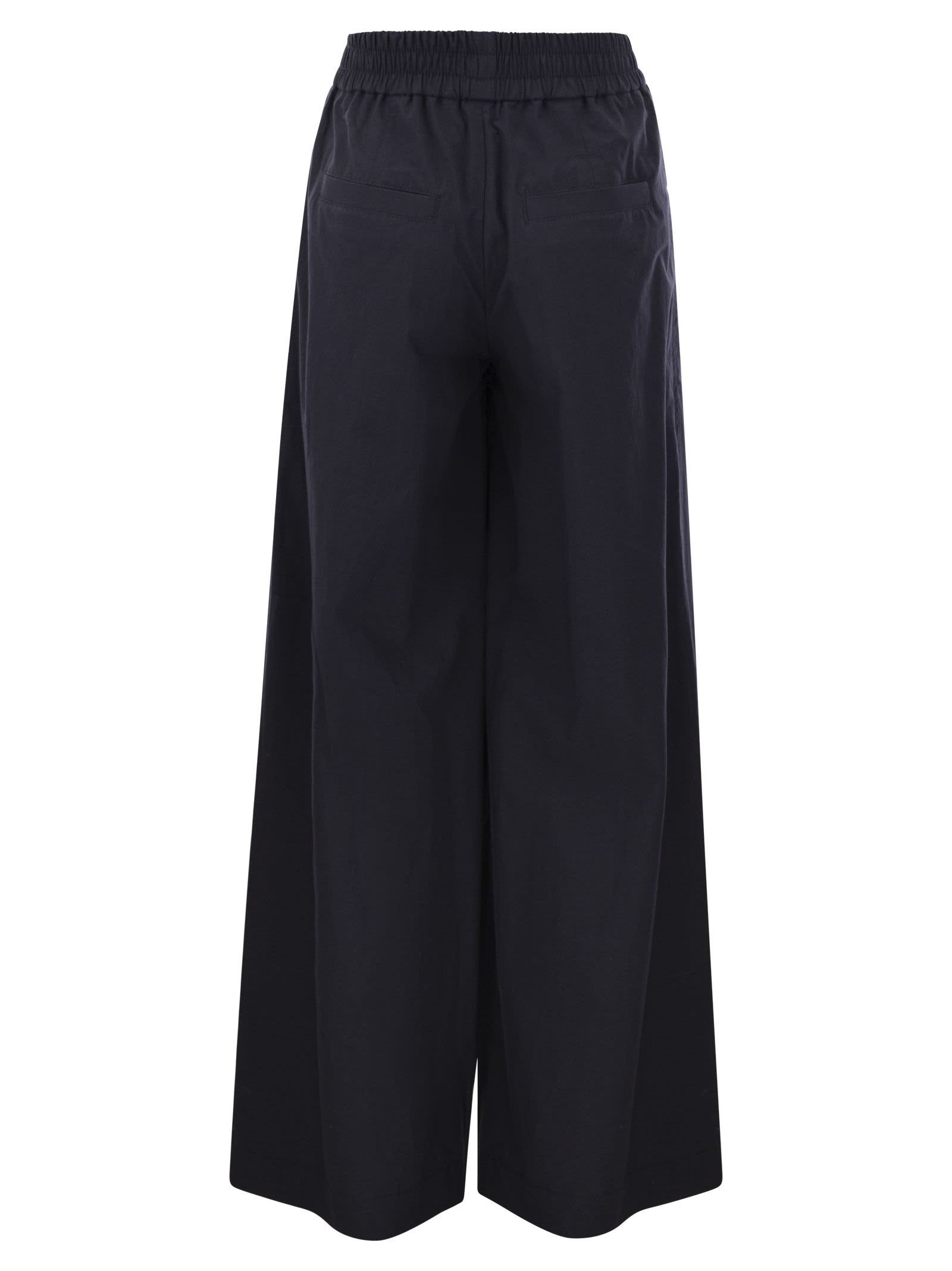 Shop Brunello Cucinelli Relaxed Light Cotton Trousers In Blue