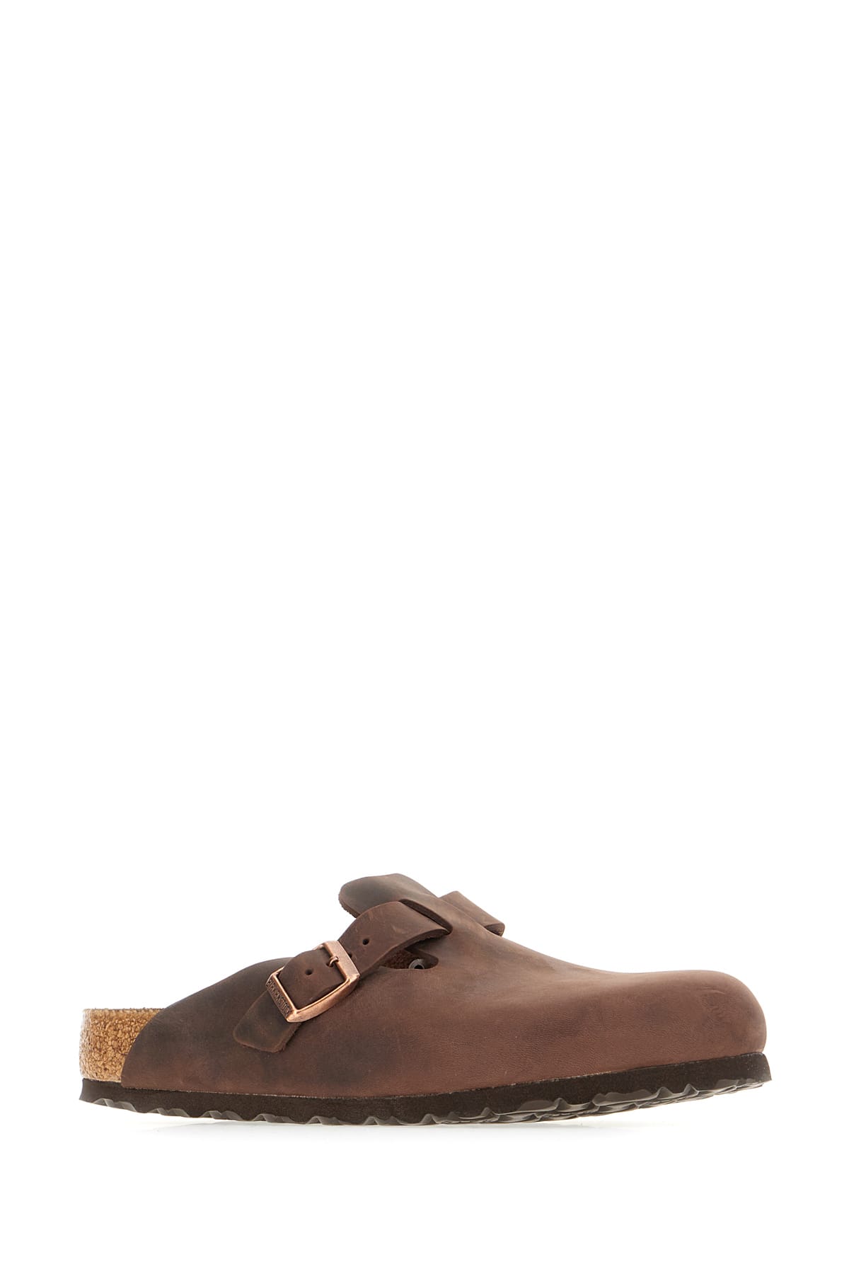 Birkenstock Leather Buckle Detail Slippers With Open Back In Habanna