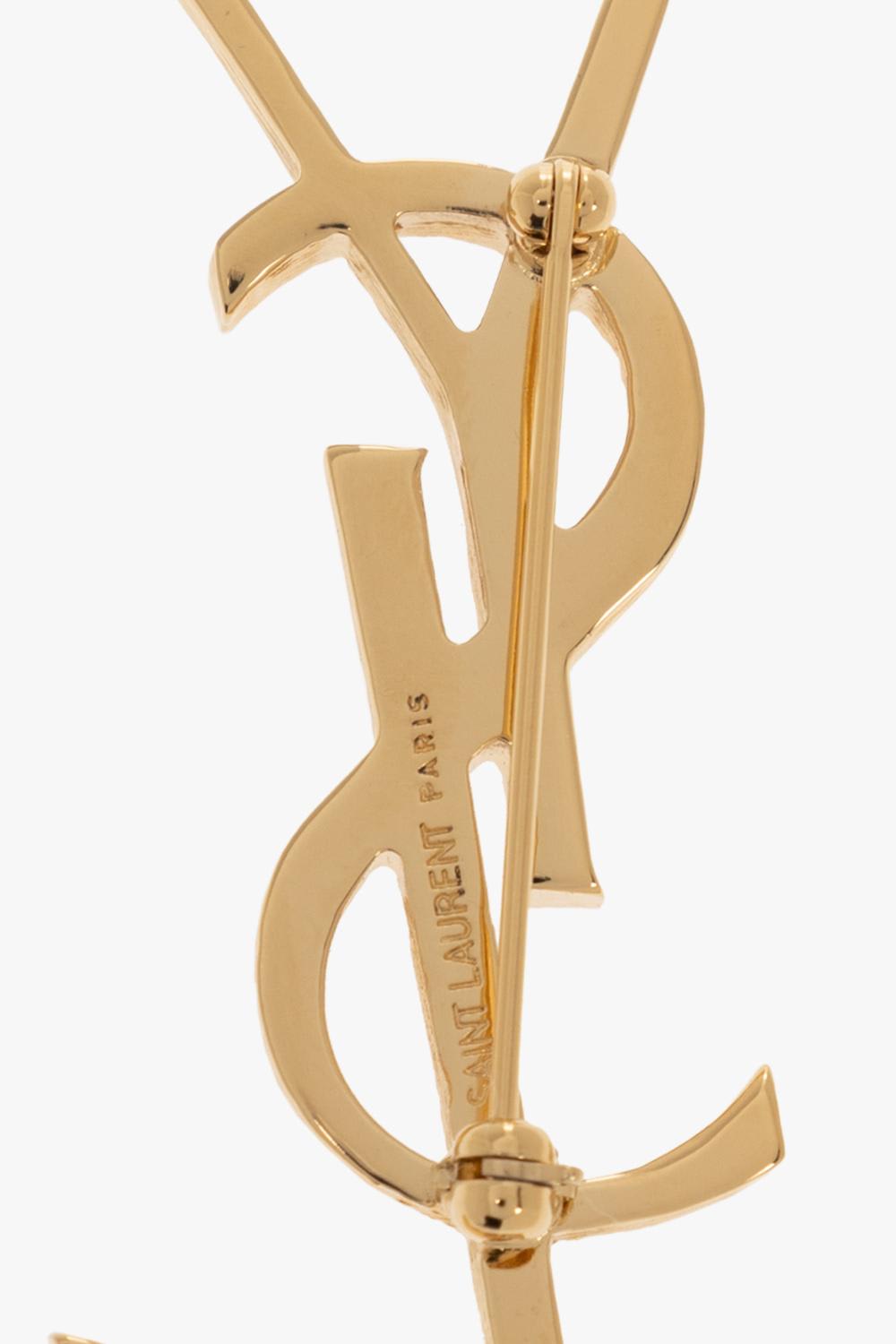 Saint Laurent Brass Brooch In Orlaitonsatineleg