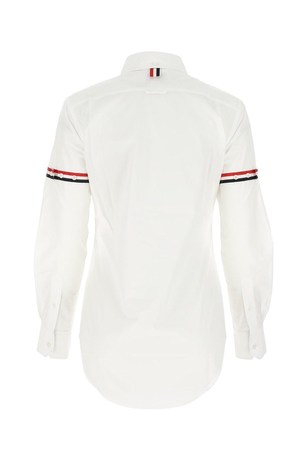 Shop Thom Browne Rwb Stripe Detailed Buttoned Shirt In White