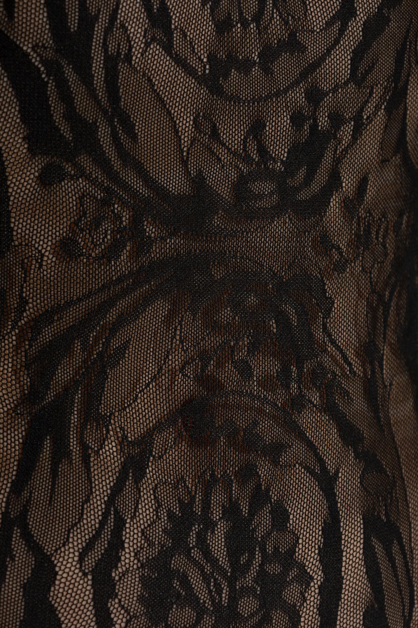 Versace Geometric Border Lace Bodysuit In Black