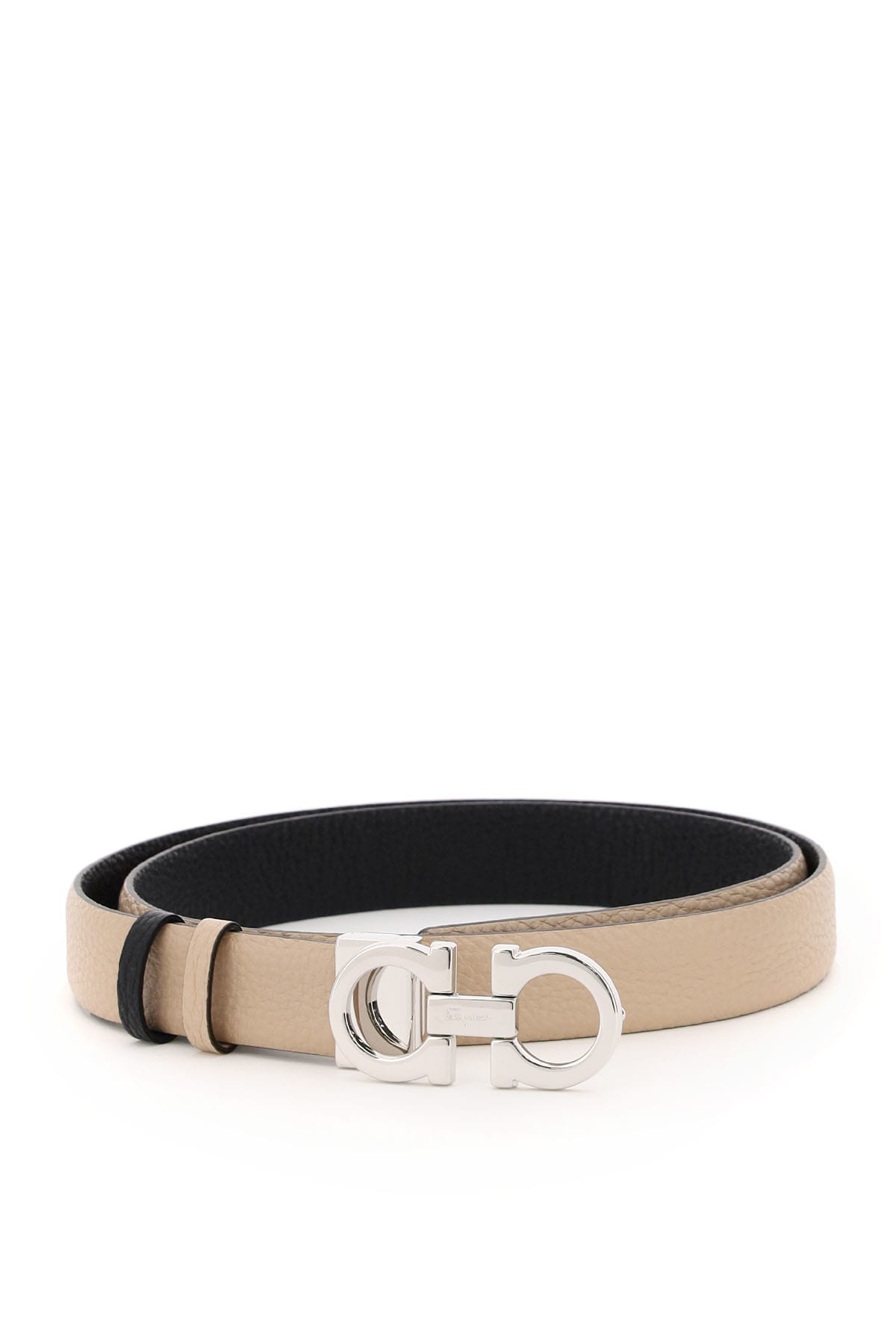 Ferragamo Gancini Reversible & Adjustable Leather Belt - Black - 75 cm