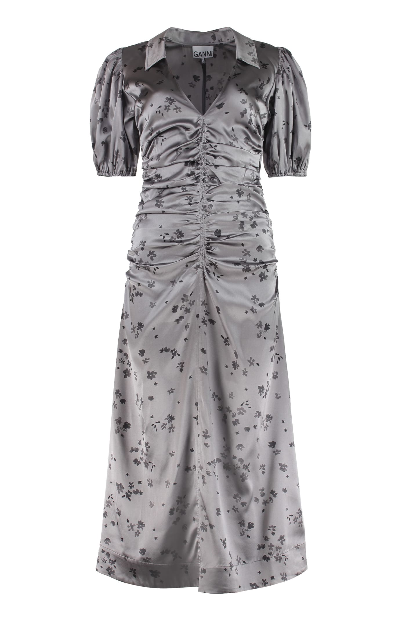Ganni Printed Silk Dress