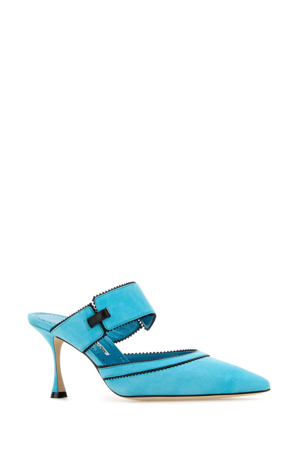 Shop Manolo Blahnik Light Blue Suede Brontiamusa Mules In Lblublck