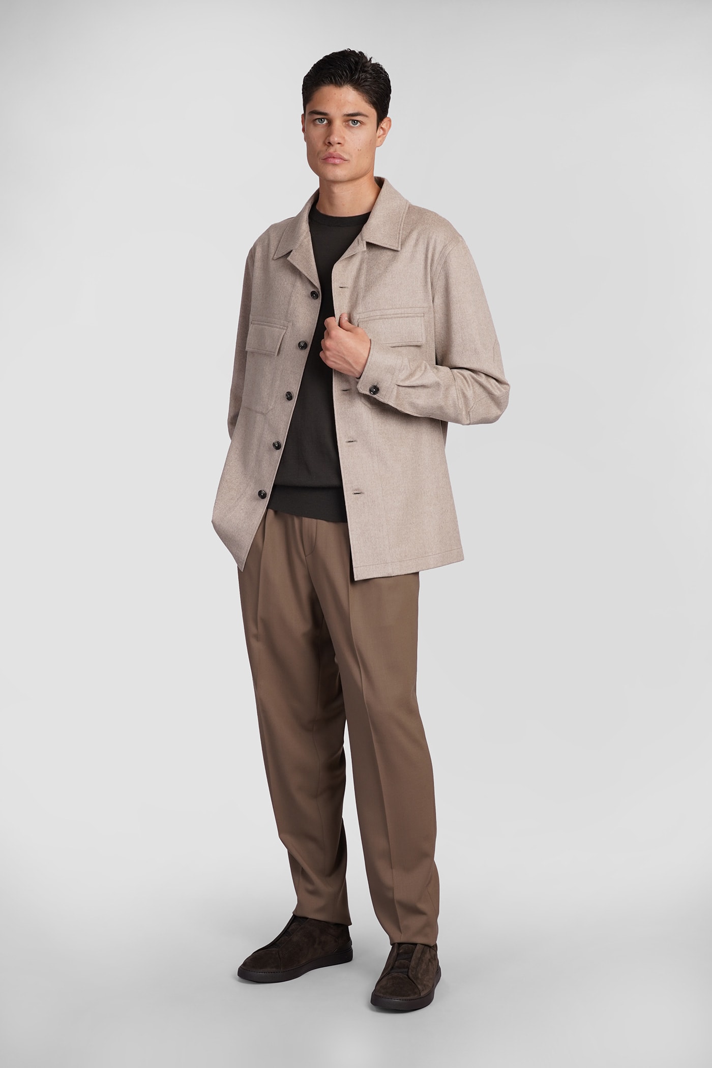 ZEGNA OASI OVERSHIRT CASUAL JACKET IN BEIGE CASHMERE 