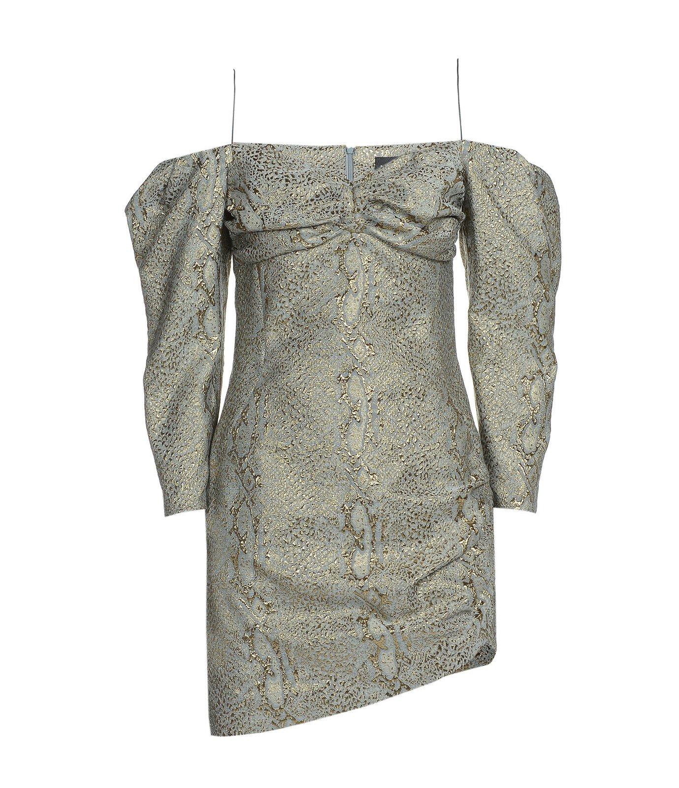 Just Cavalli Puff-sleeved Cold-shoulder Dress