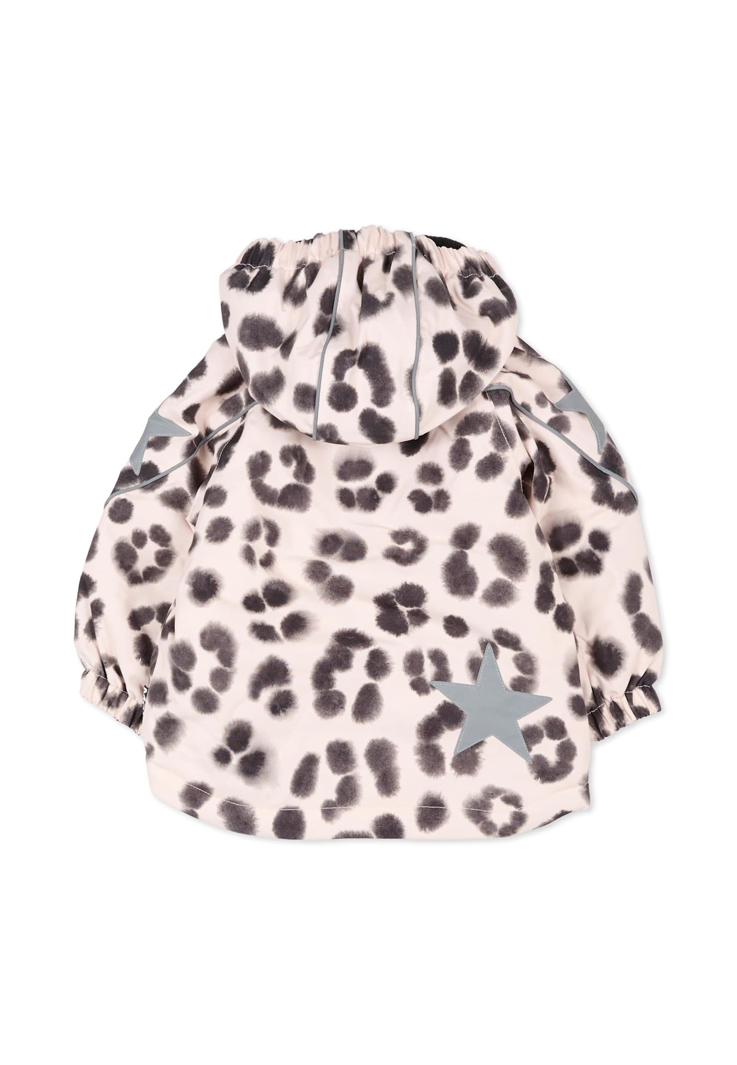 Molo Beige Down Snow Jacket For Baby Girl With Print In Brown