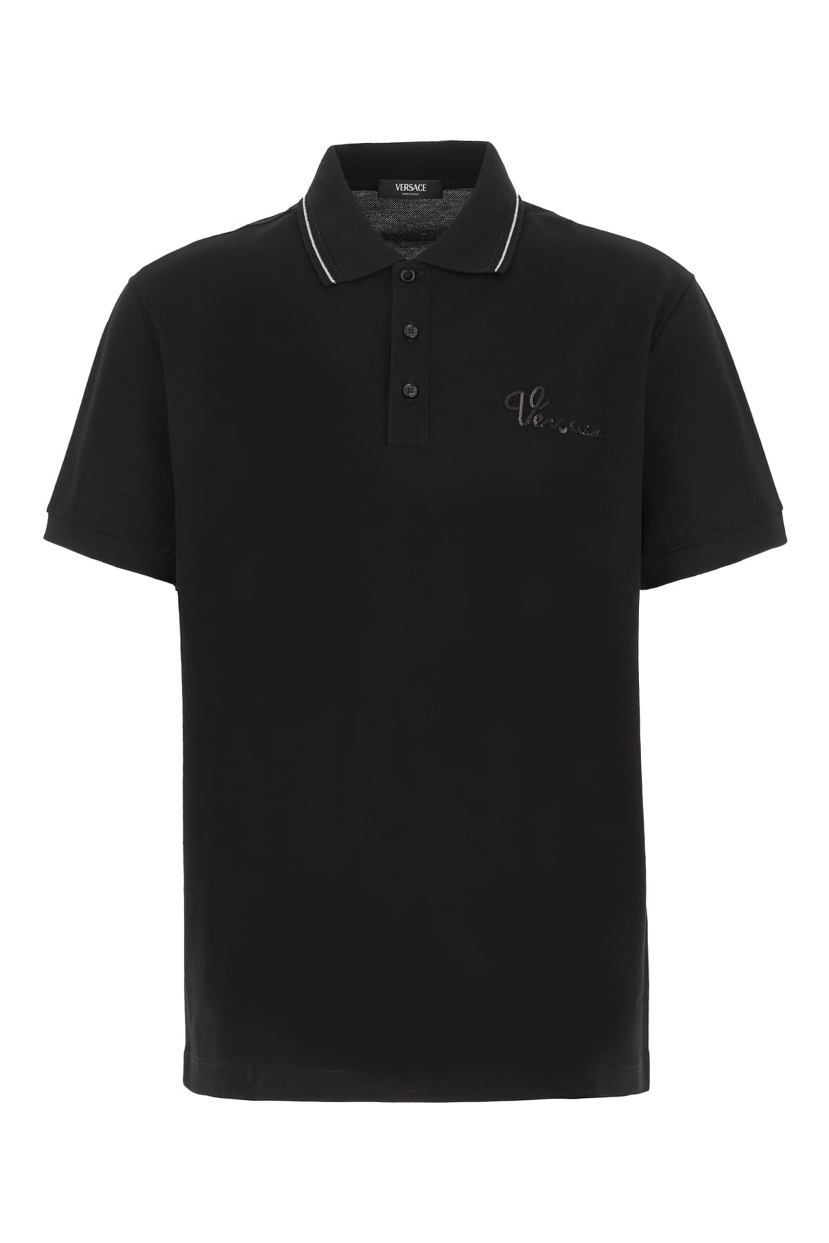 Versace Black Piquet Polo Shirt