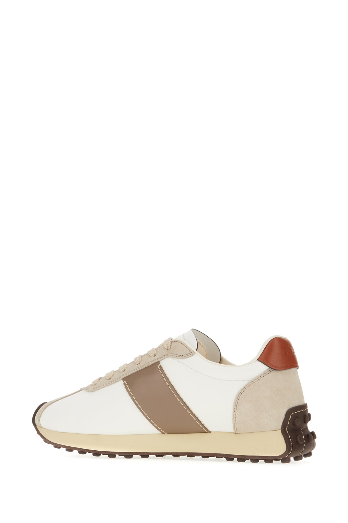 Shop Tod's Multicolor Fabric And Suede Sneakers In White Caramel Beige