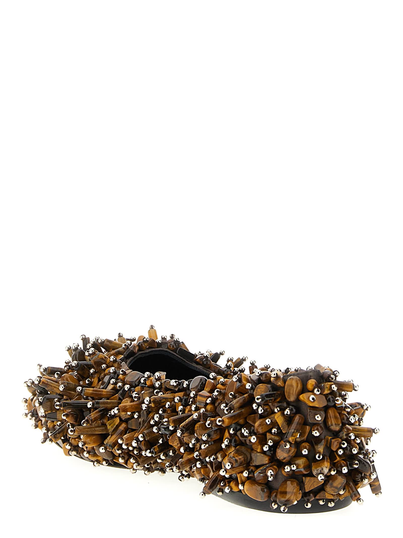 Dries Van Noten Decorative Round Toe Ballet Flats In Brown
