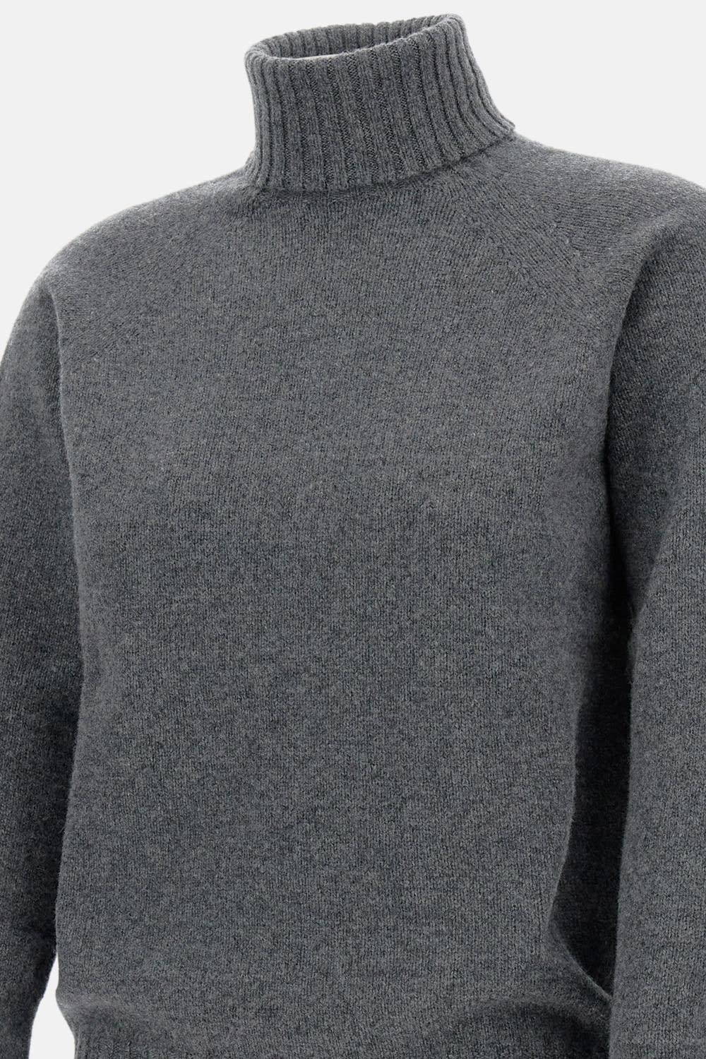 Drumohr Ribbed Turtleneck Sweater In Lambswool In Gray
