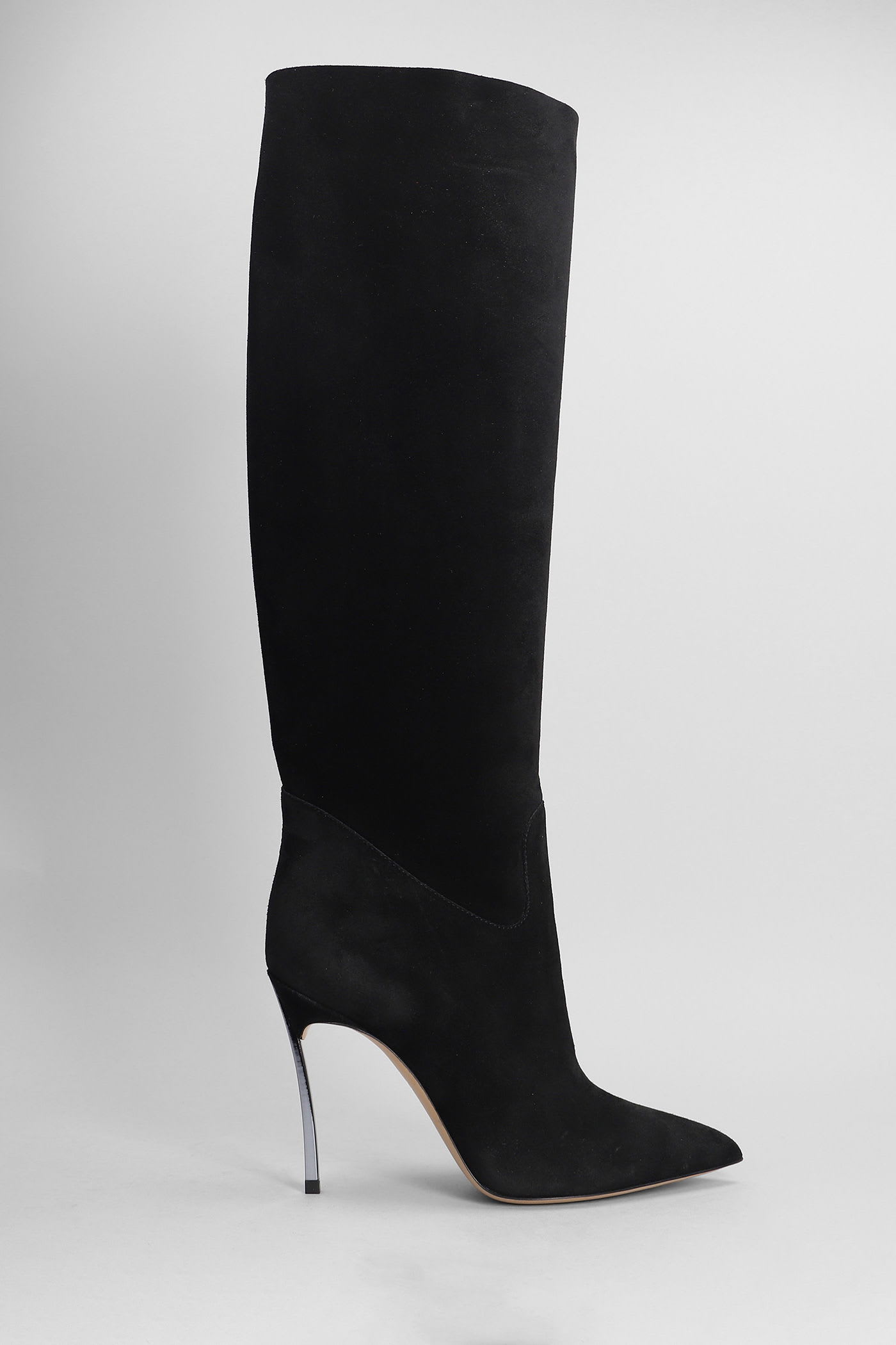 Casadei Blade High Heels Boots In Black Suede In Black