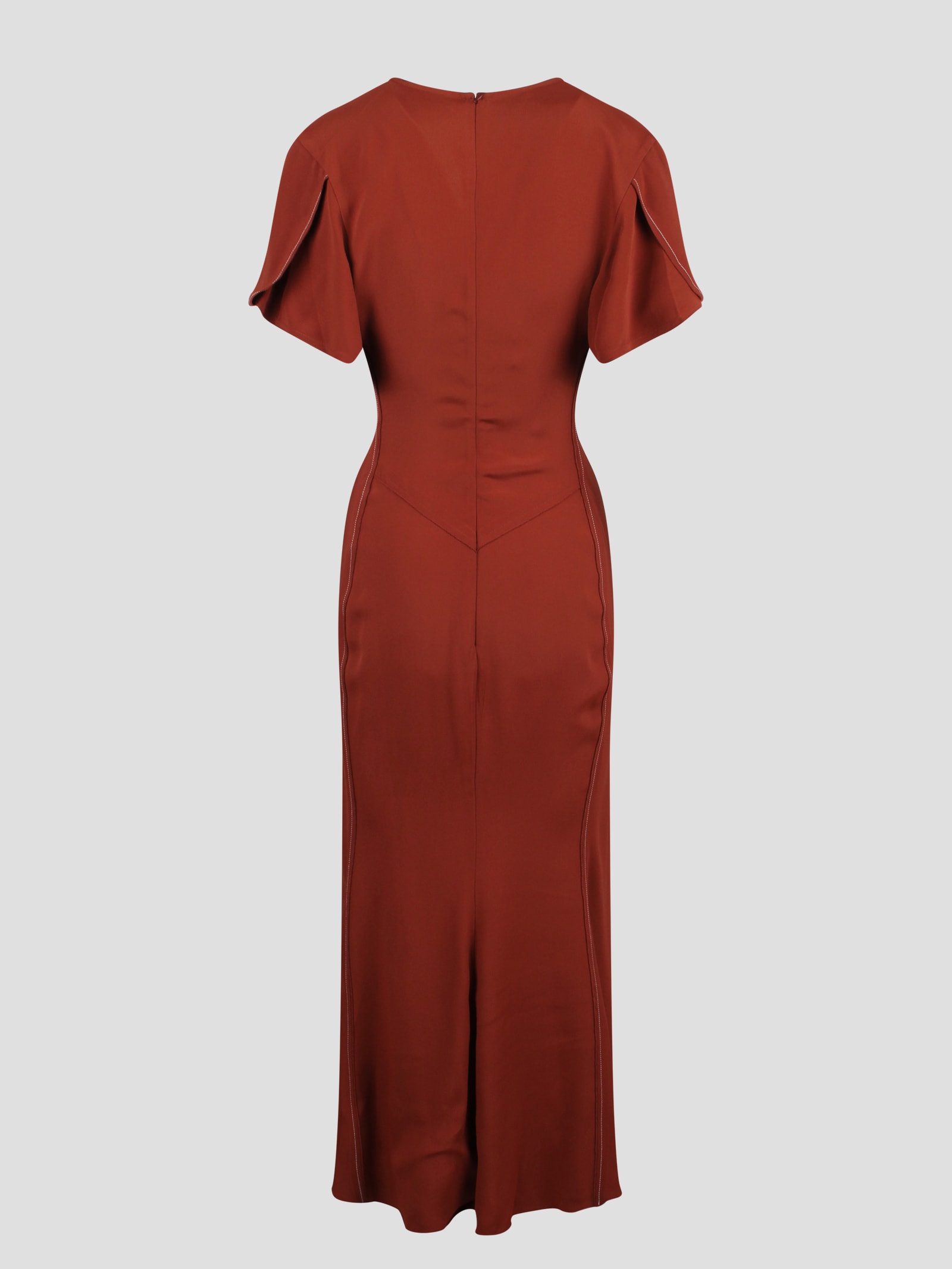 Shop Victoria Beckham Gathered-detail Crepe Dress