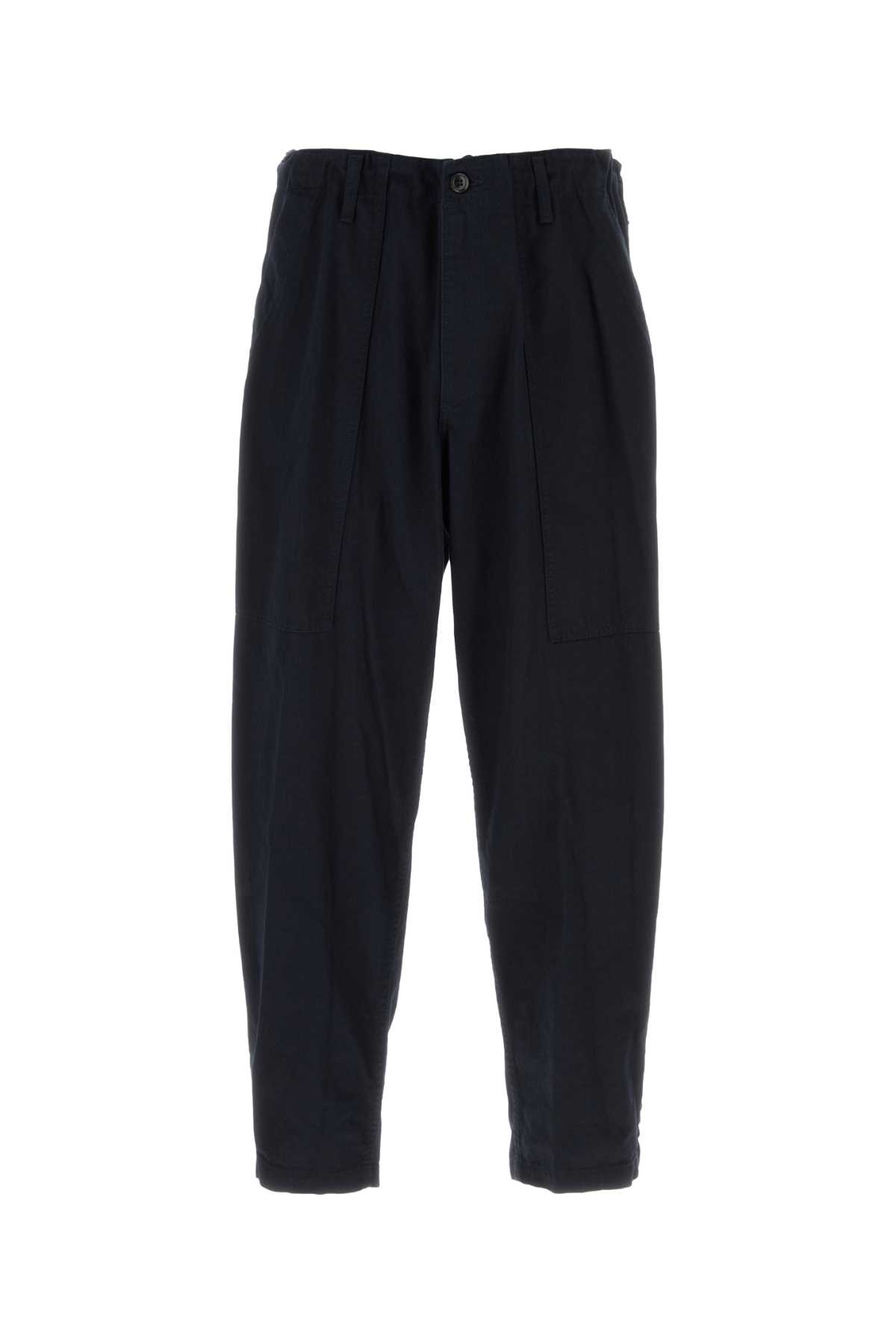 Yohji Yamamoto Straight Leg Denim Trousers With Pockets And Loops In Blue