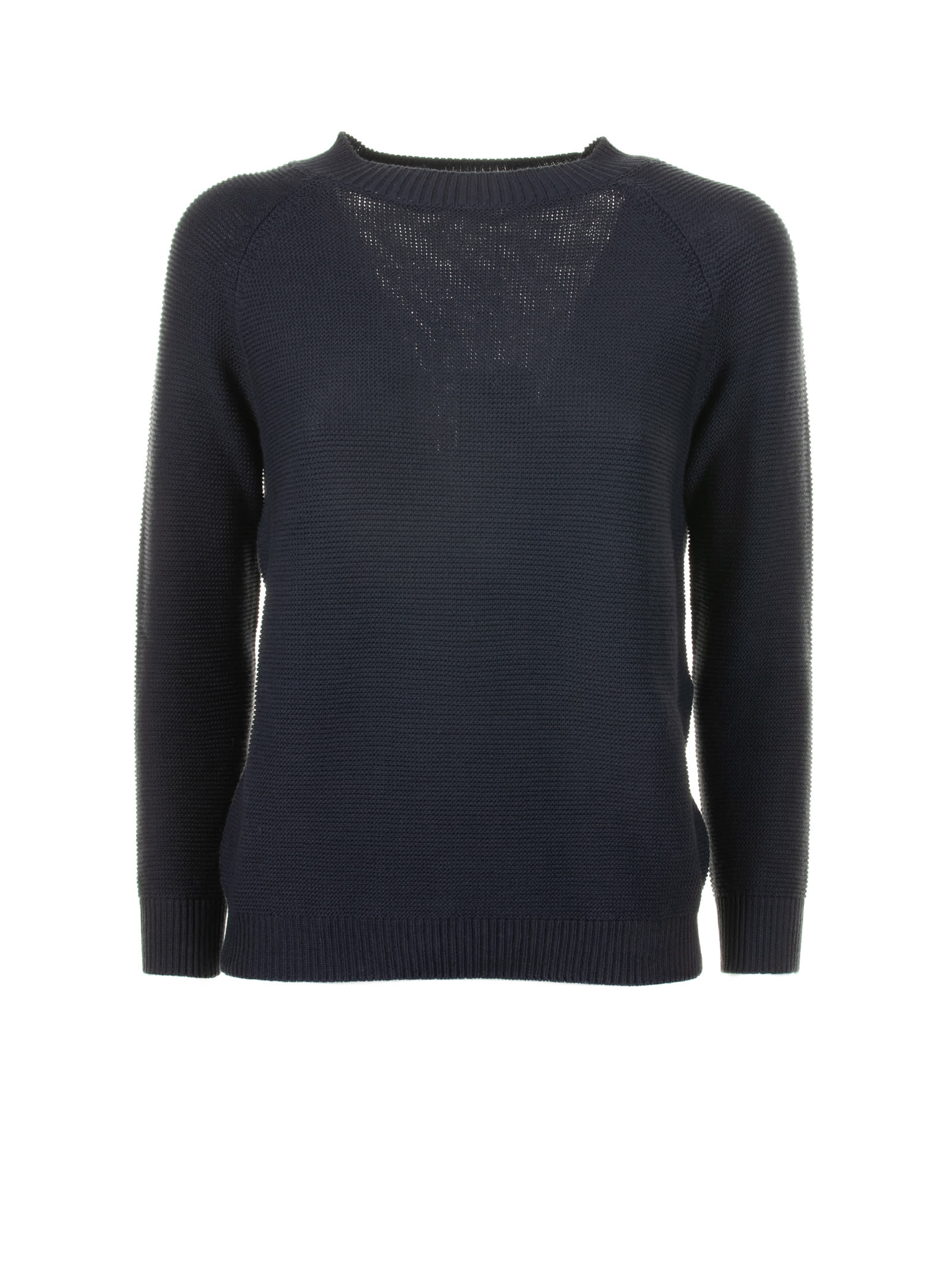Shop Weekend Max Mara Soft Navy Blue Cotton Sweater