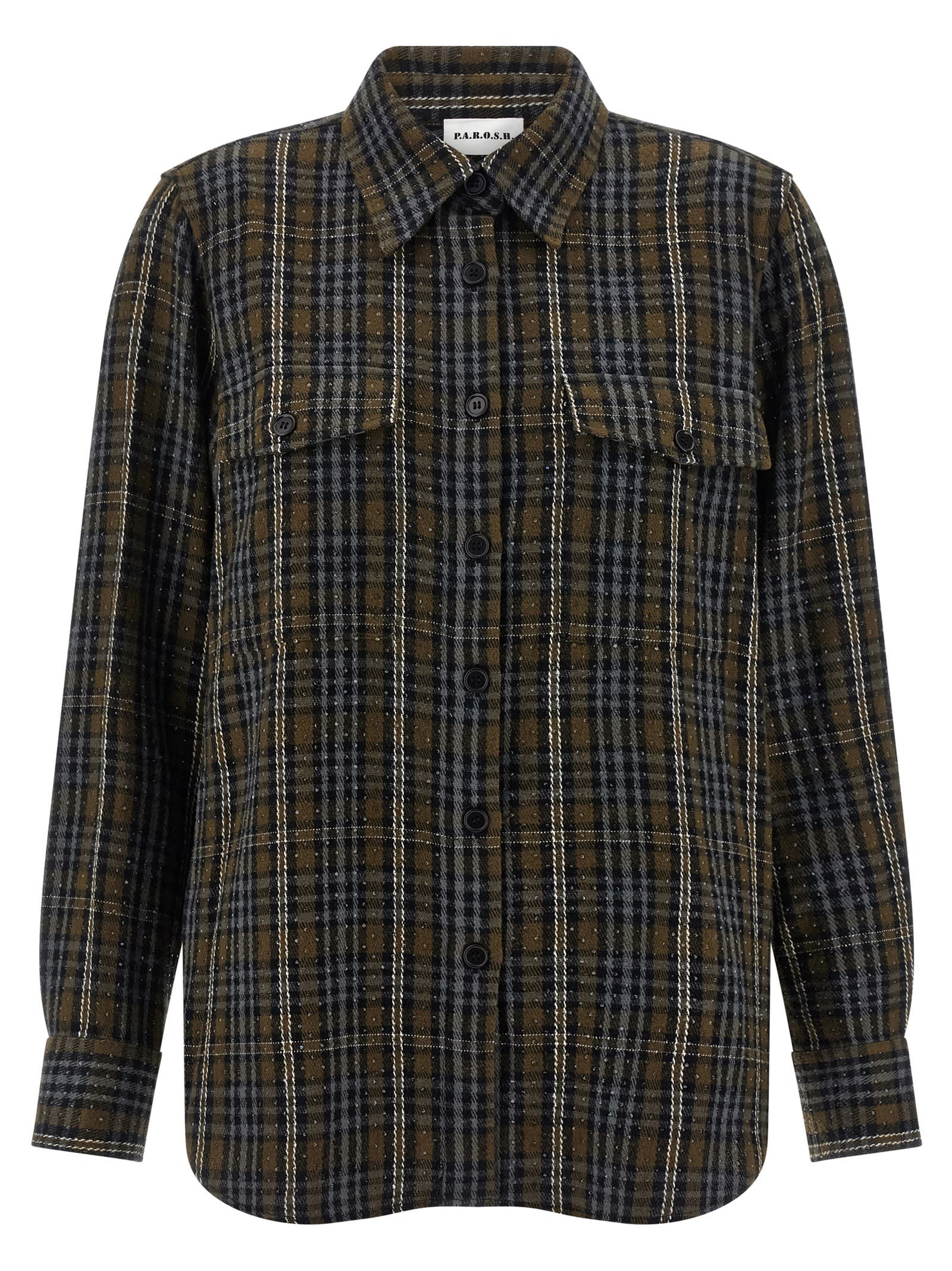 P.a.r.o.s.h Parosh Sequined Cotton Shirt In Green