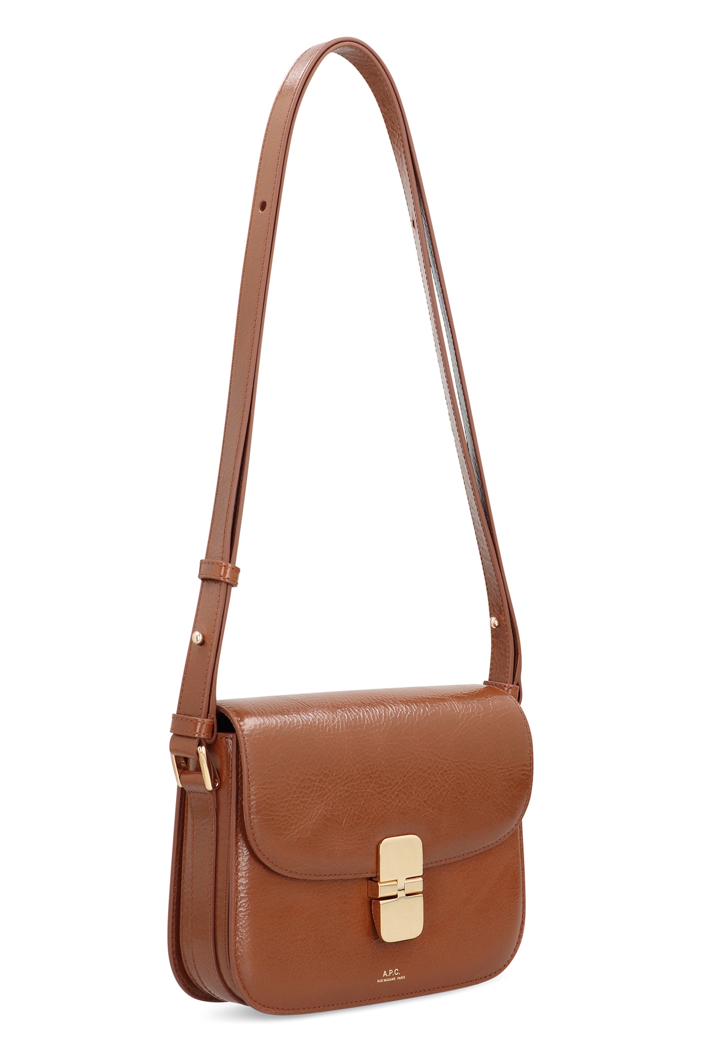 Apc A.p.c. Grace Small Foldover Top Crossbody Bag In Brown