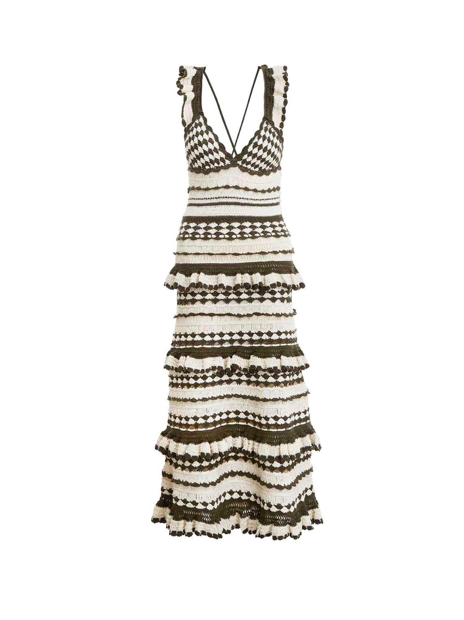 Zimmermann Devi Ruffled Crocheted Cotton Midi Dress In Green