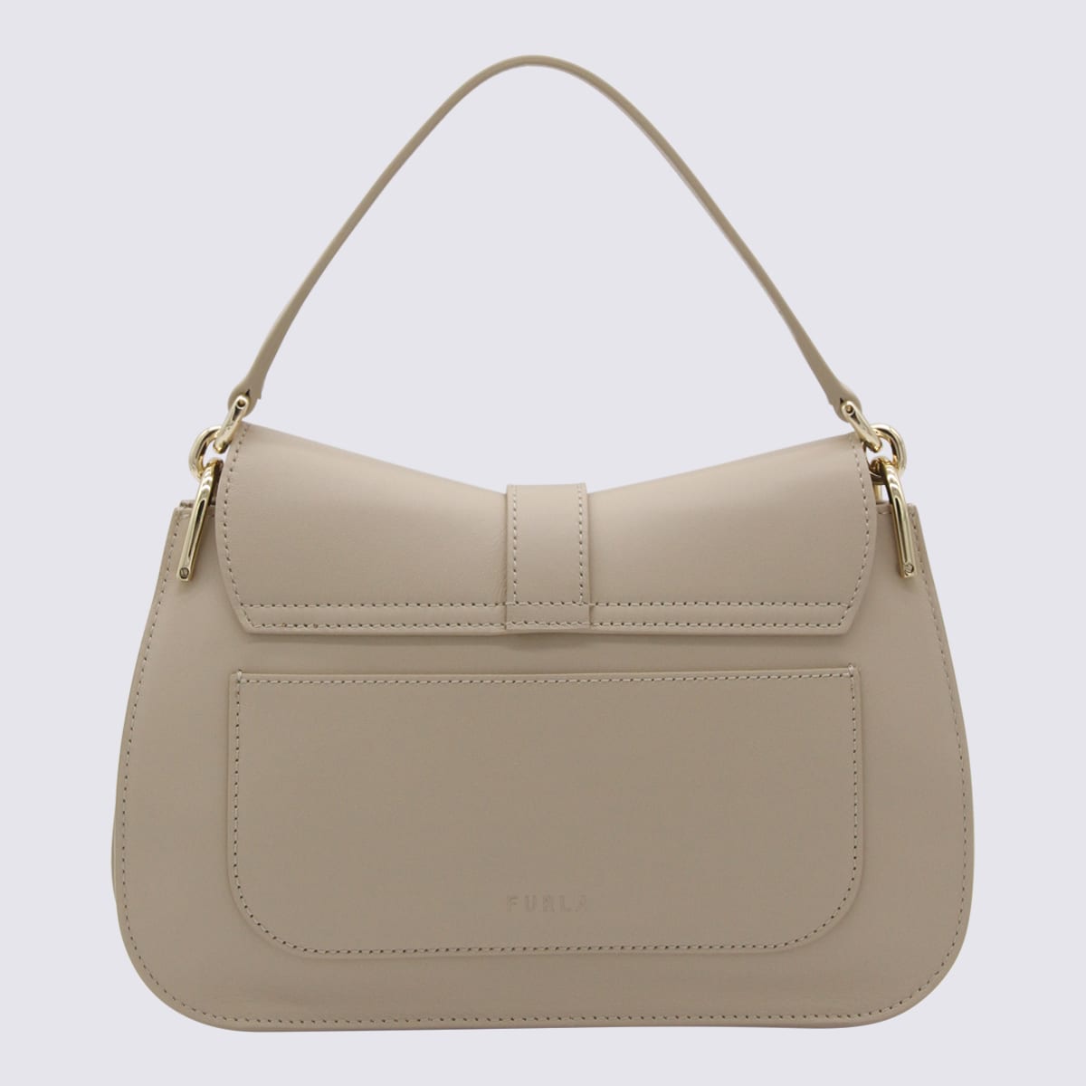 Shop Furla Cream Leather Flow Bag In Avena