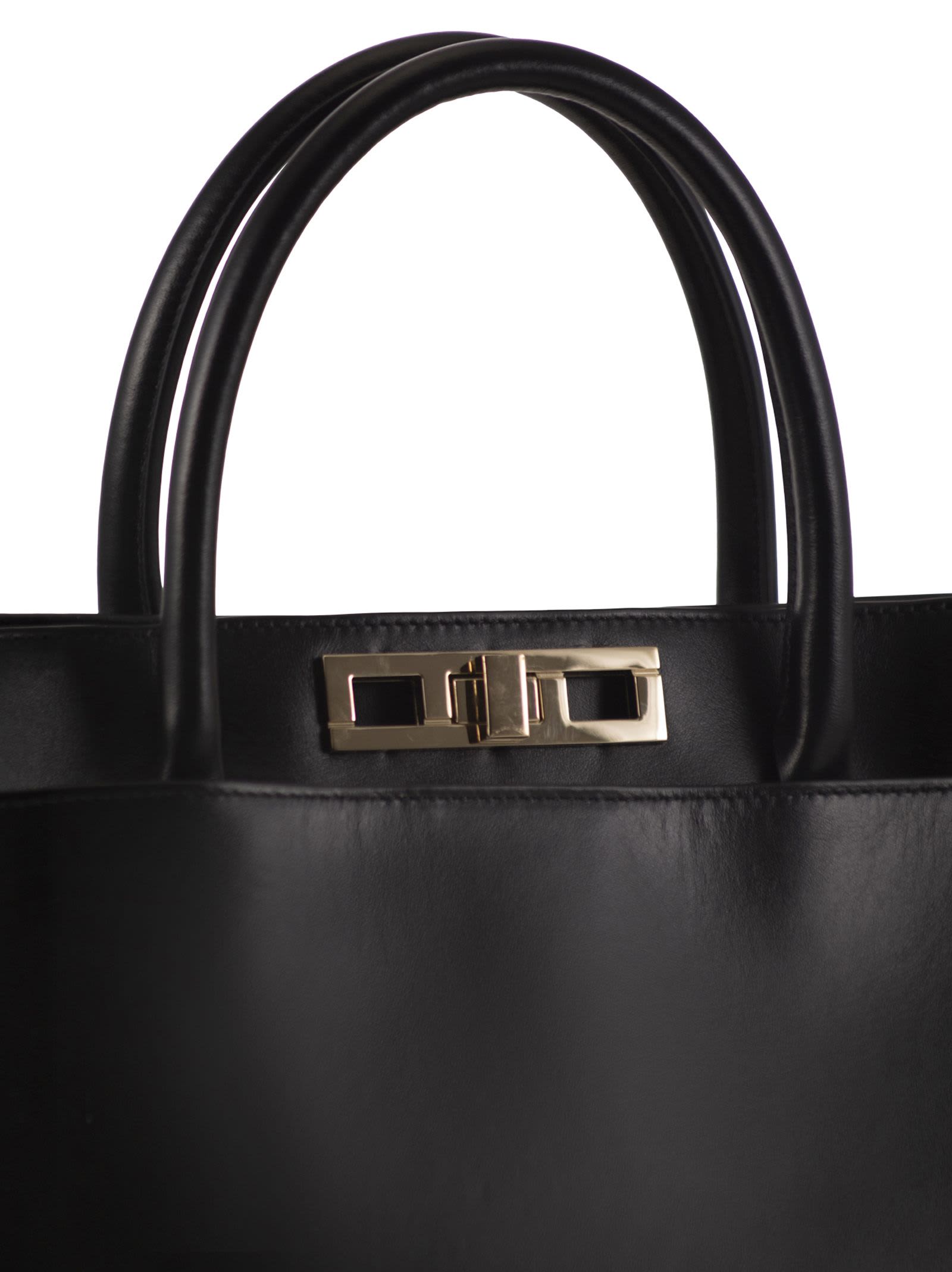 Fabiana Filippi Medium Handbag With Metal Accessory In Black
