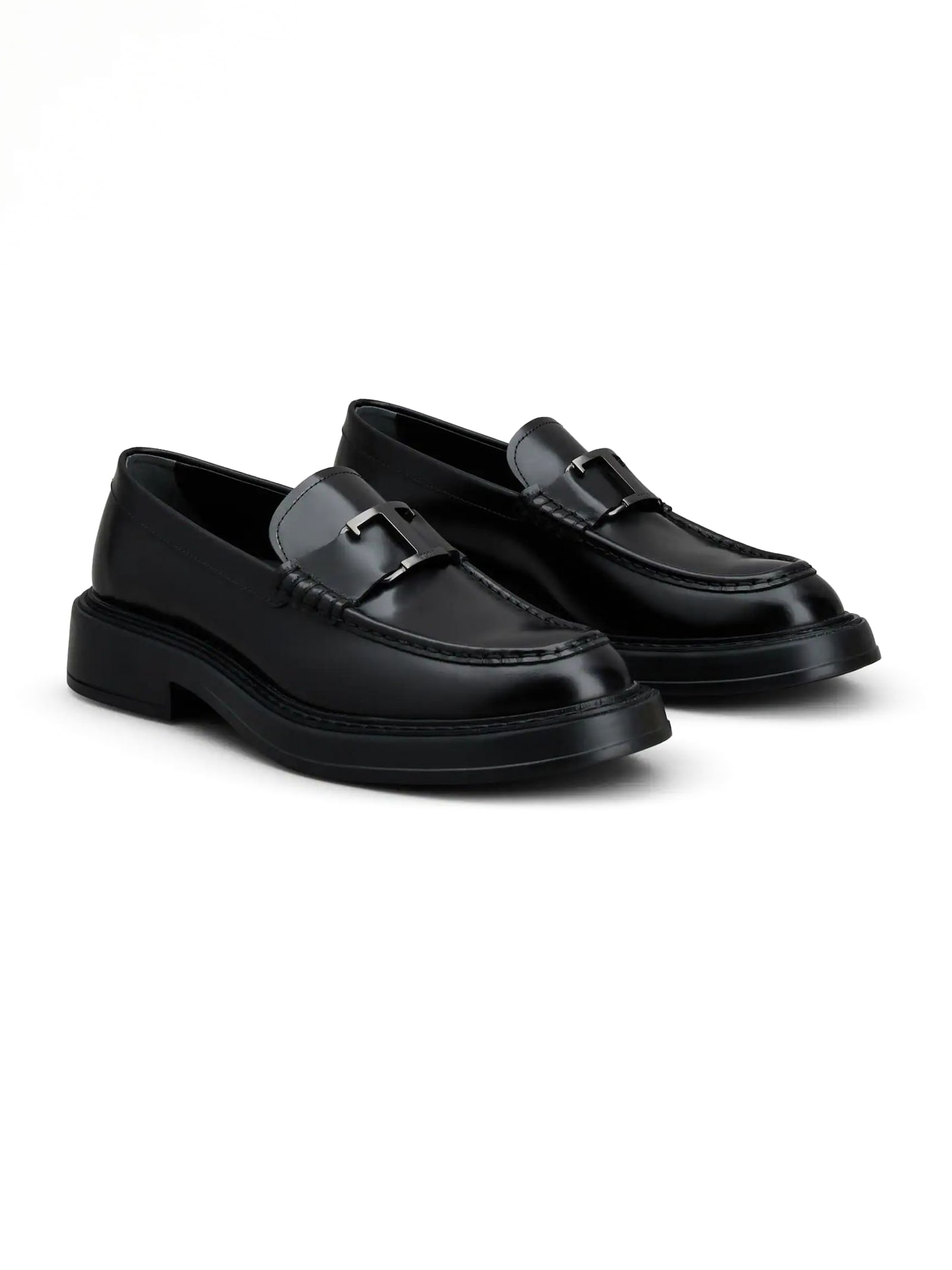 Shop Tod's Loafers In Black Semi-shiny Full Grain Leather