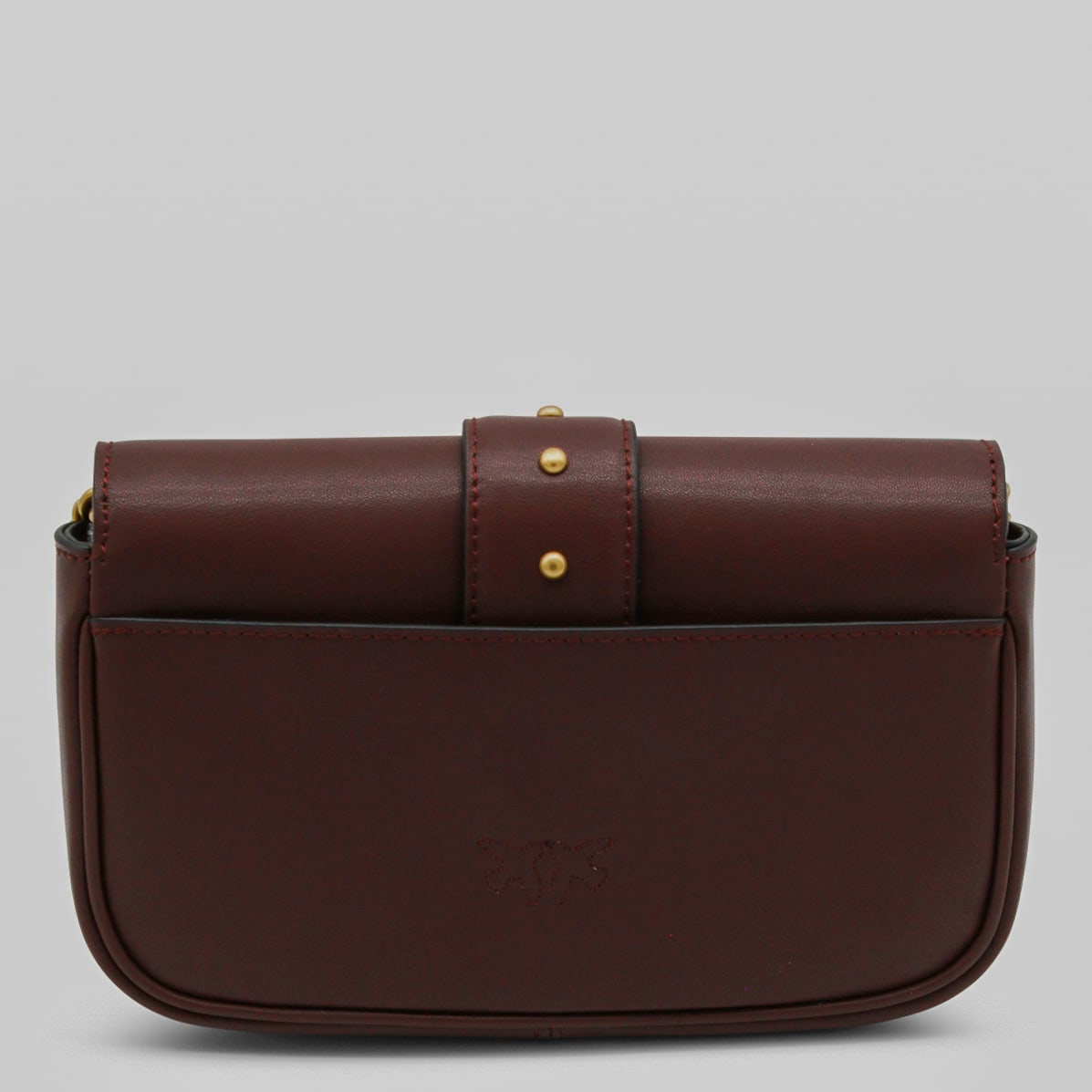 Pinko Brown Leather Love One Simply Pocket Shoulder Bag In Brown