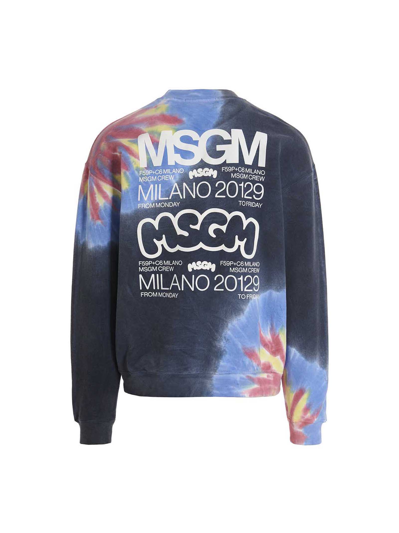 Shop Msgm Logo Print Tie Dye Sweatshirt By Burro Studio In Multicolor