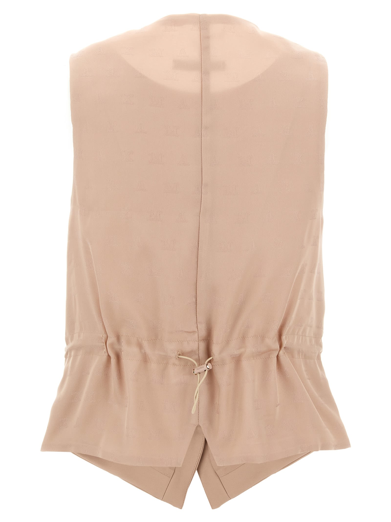 Max Mara Sleeveless V-neck Vest With Adjustable Back Strap In Pink