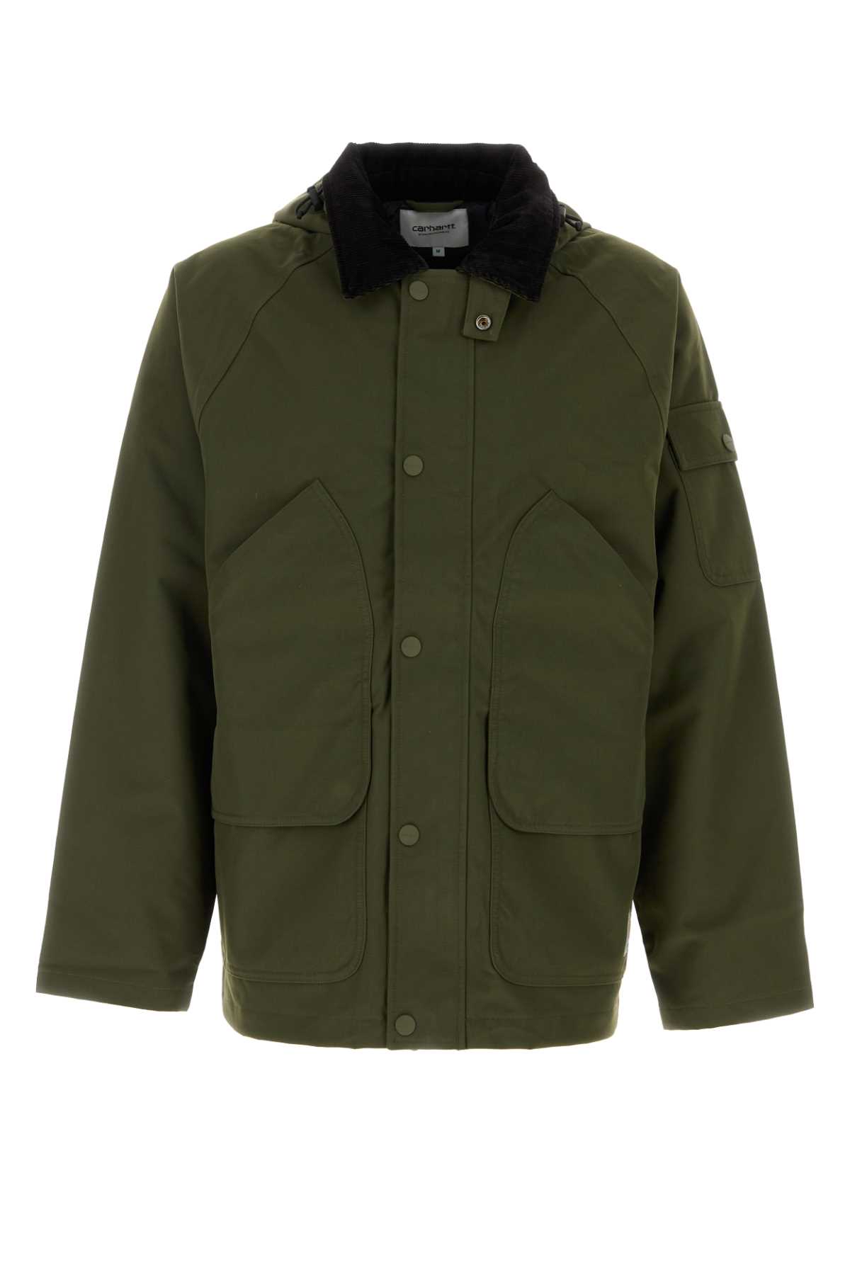 Shop Carhartt Dark Green Canvas Clarton Jacket In Officegreenblack